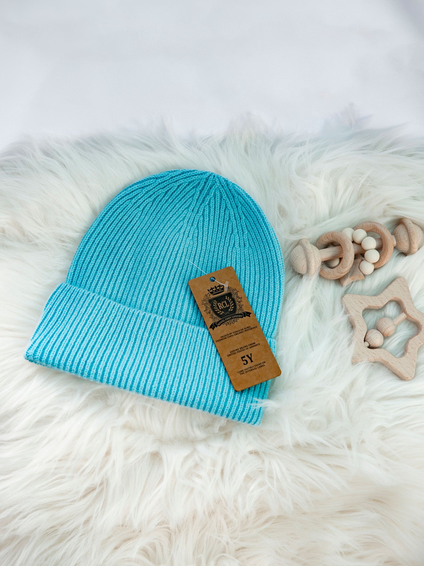 2 Merino Wool Beanie for Baby/Toddler or Kids (Blue)