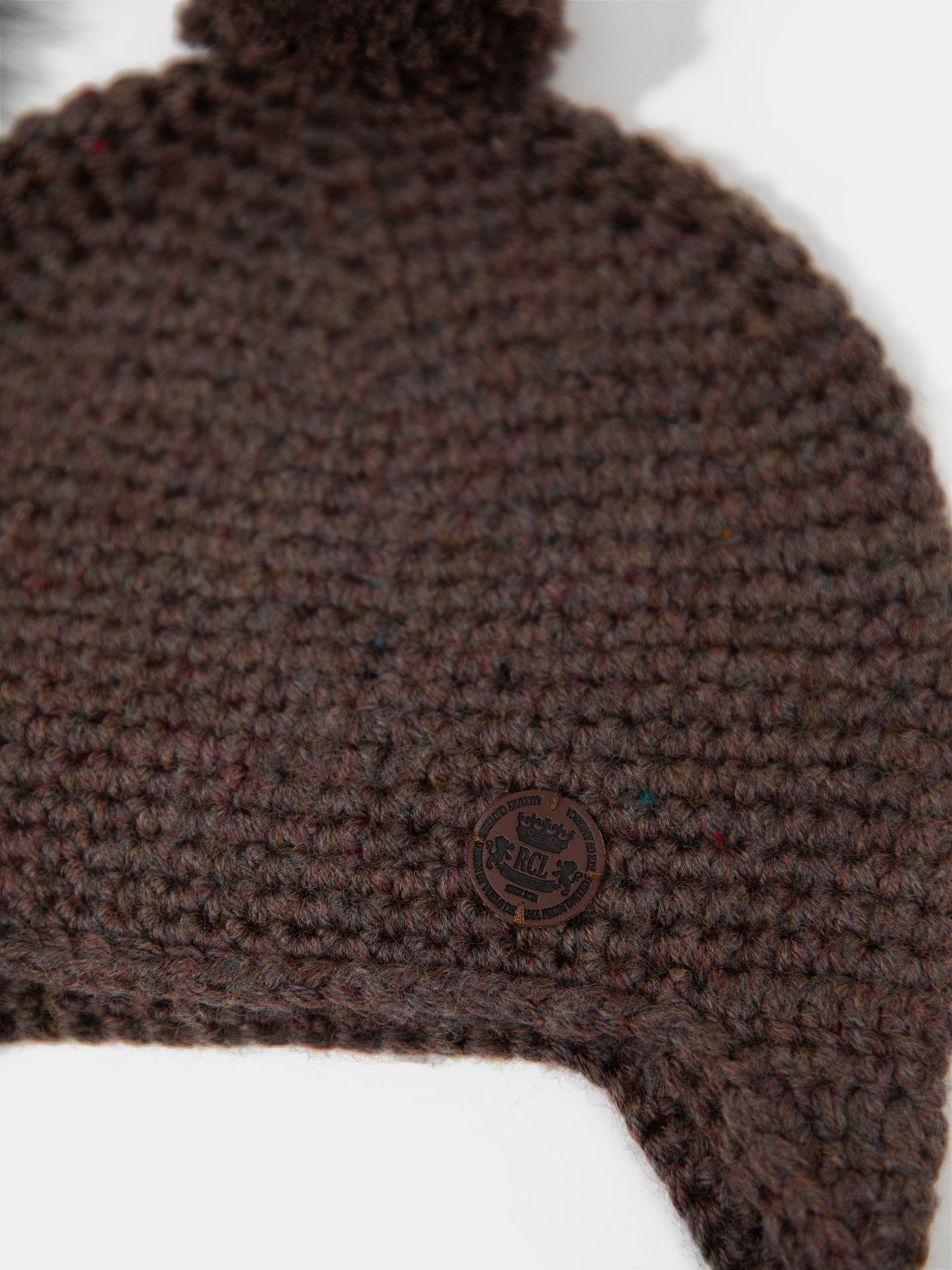 6 Chunky Knit Merino wool hat with silver fox fur or yarn PomPom (Brown)