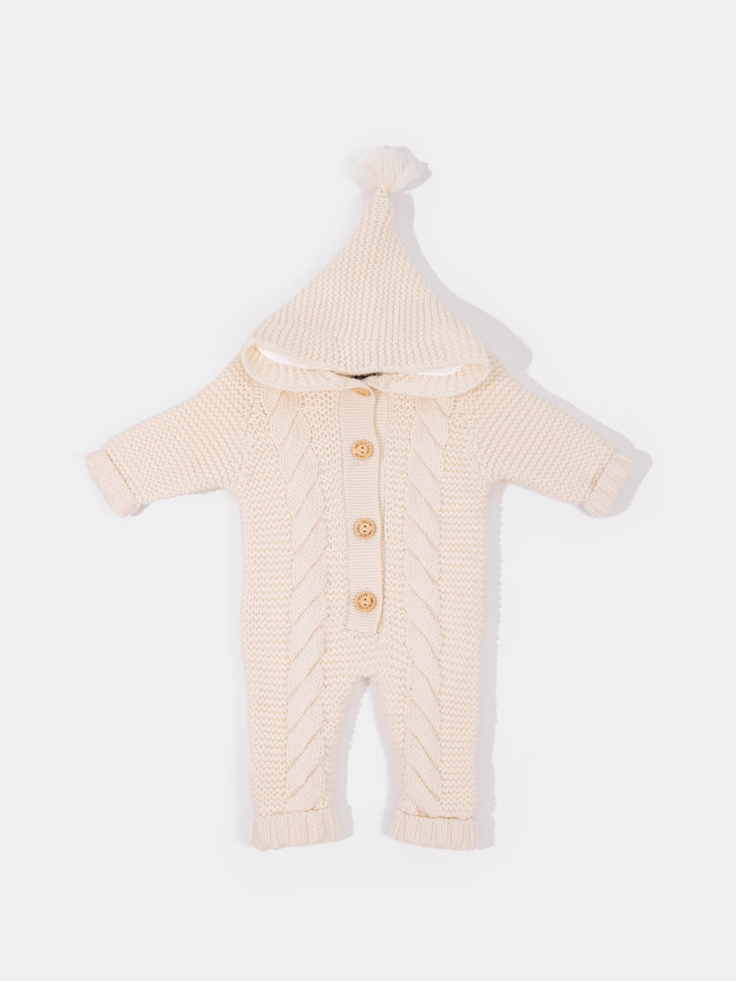 16 Two-layer Chunky Knit AUSTRALIAN MERINO WOOL jumpsuit for baby (Light Beige)