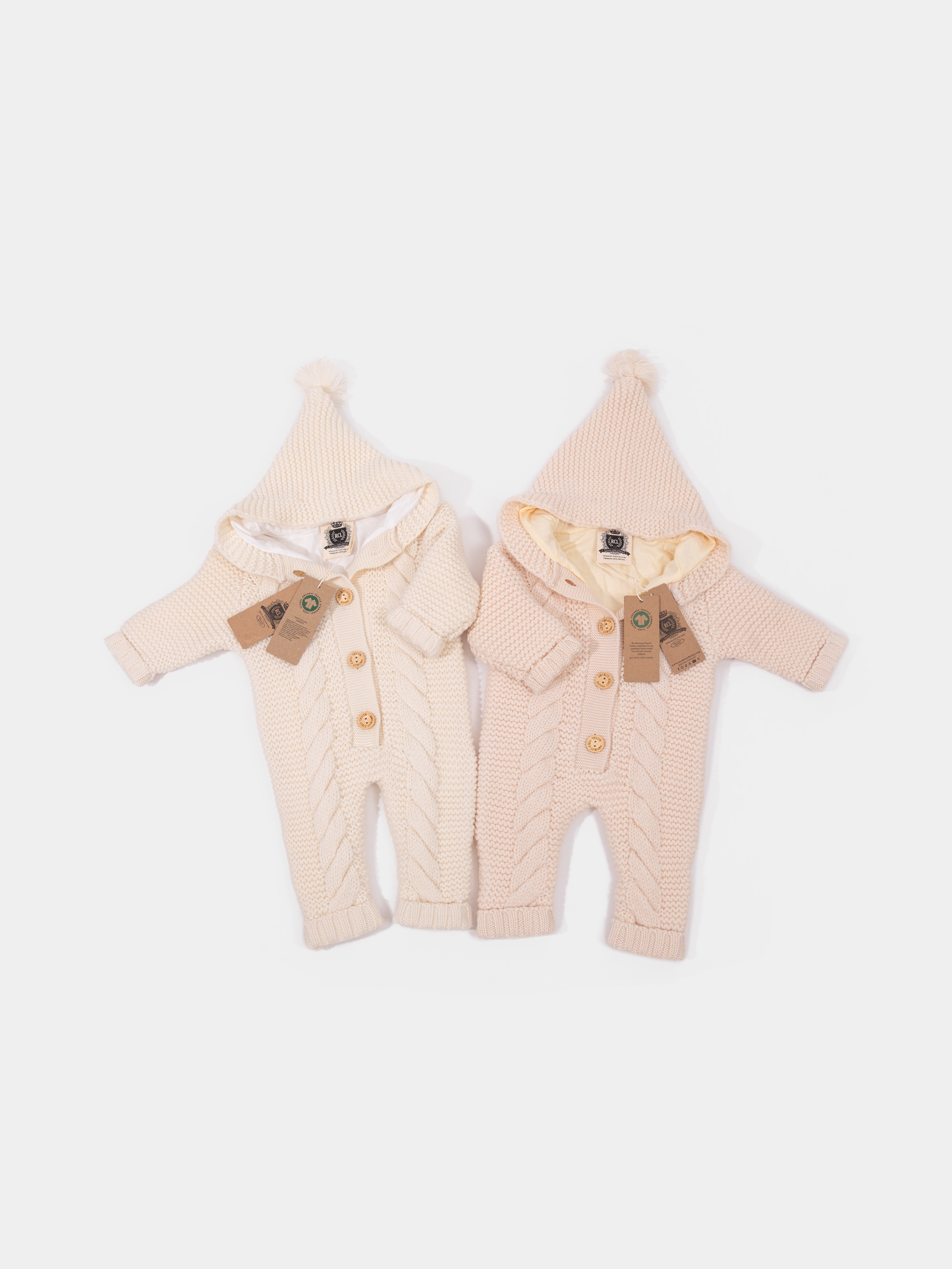 16.1 Two-layer Chunky Knit AUSTRALIAN MERINO WOOL jumpsuit for baby (Milk White)