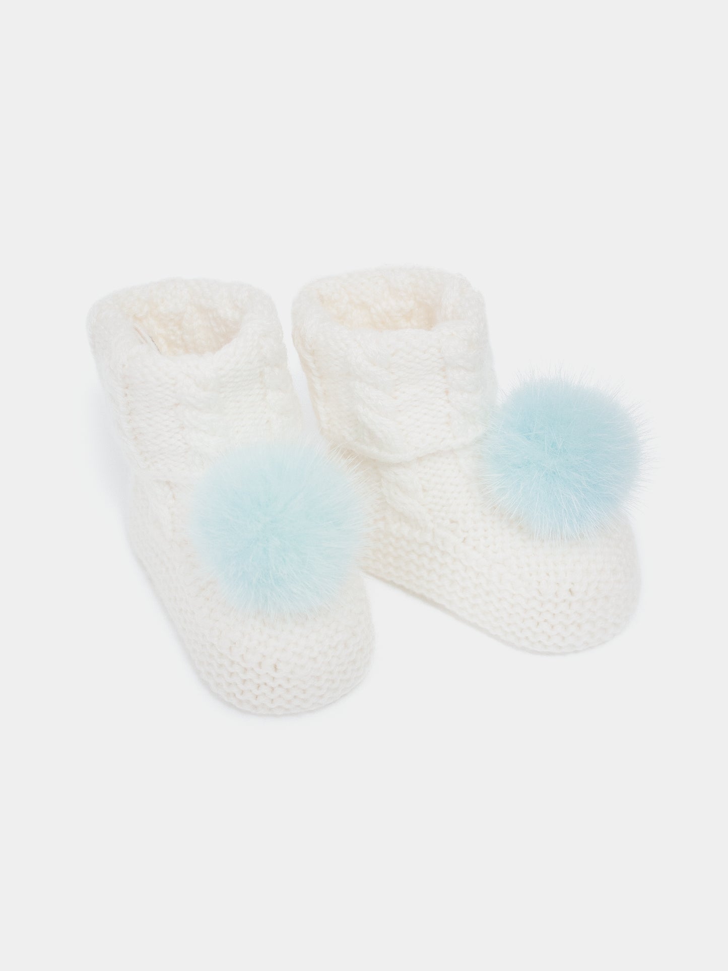 7.2 “New England” merino wool booties (Blue PomPoms)