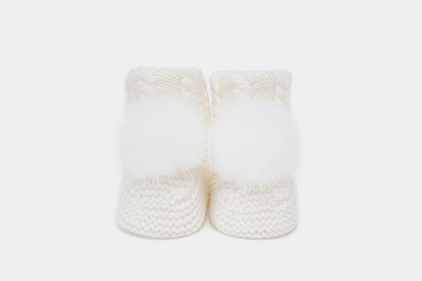 7.3 “New England” merino wool booties (White PomPoms)