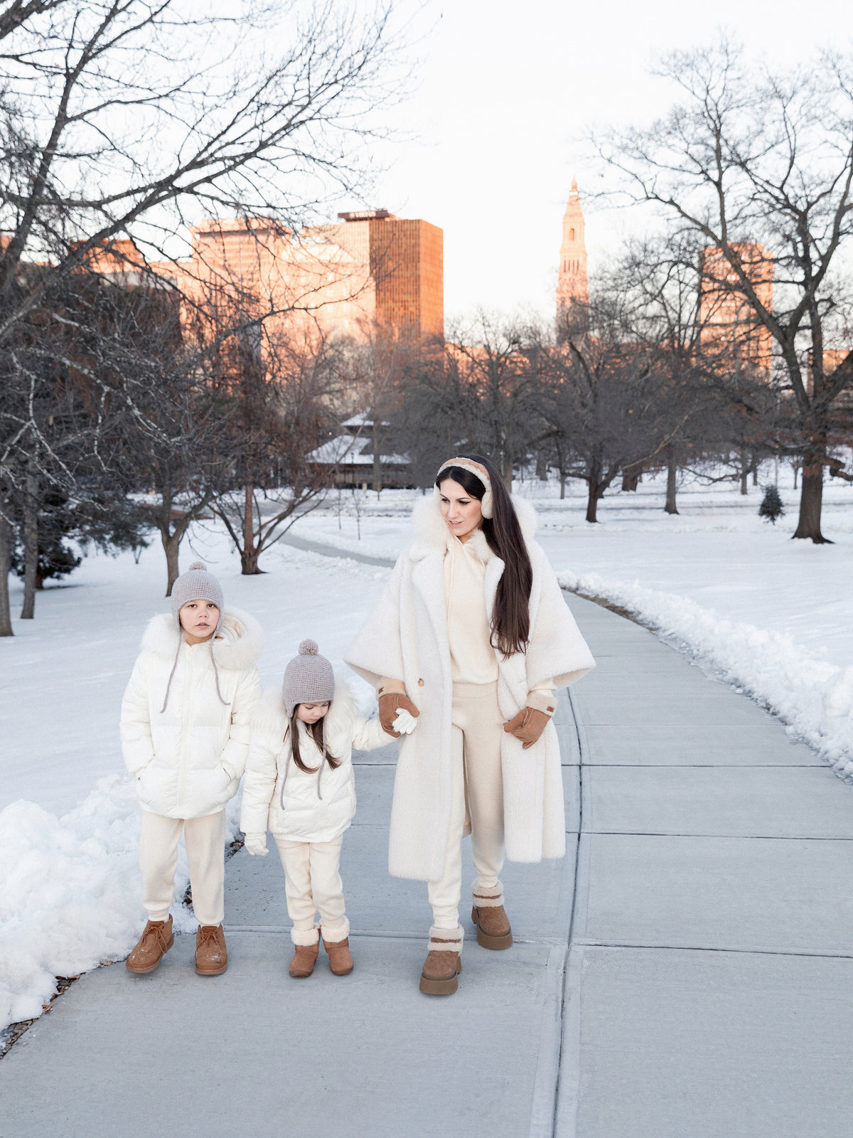 Children’s Goose Down Jacket with Died Raccoon Fur Trim (White)