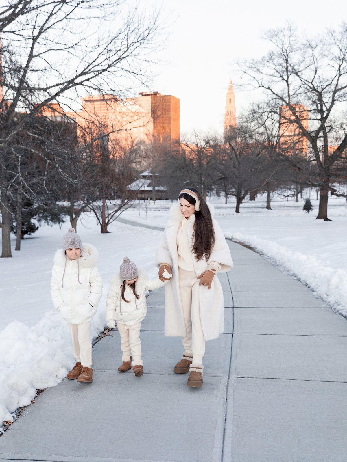 Children’s Goose Down Jacket with Died Raccoon Fur Trim (White)