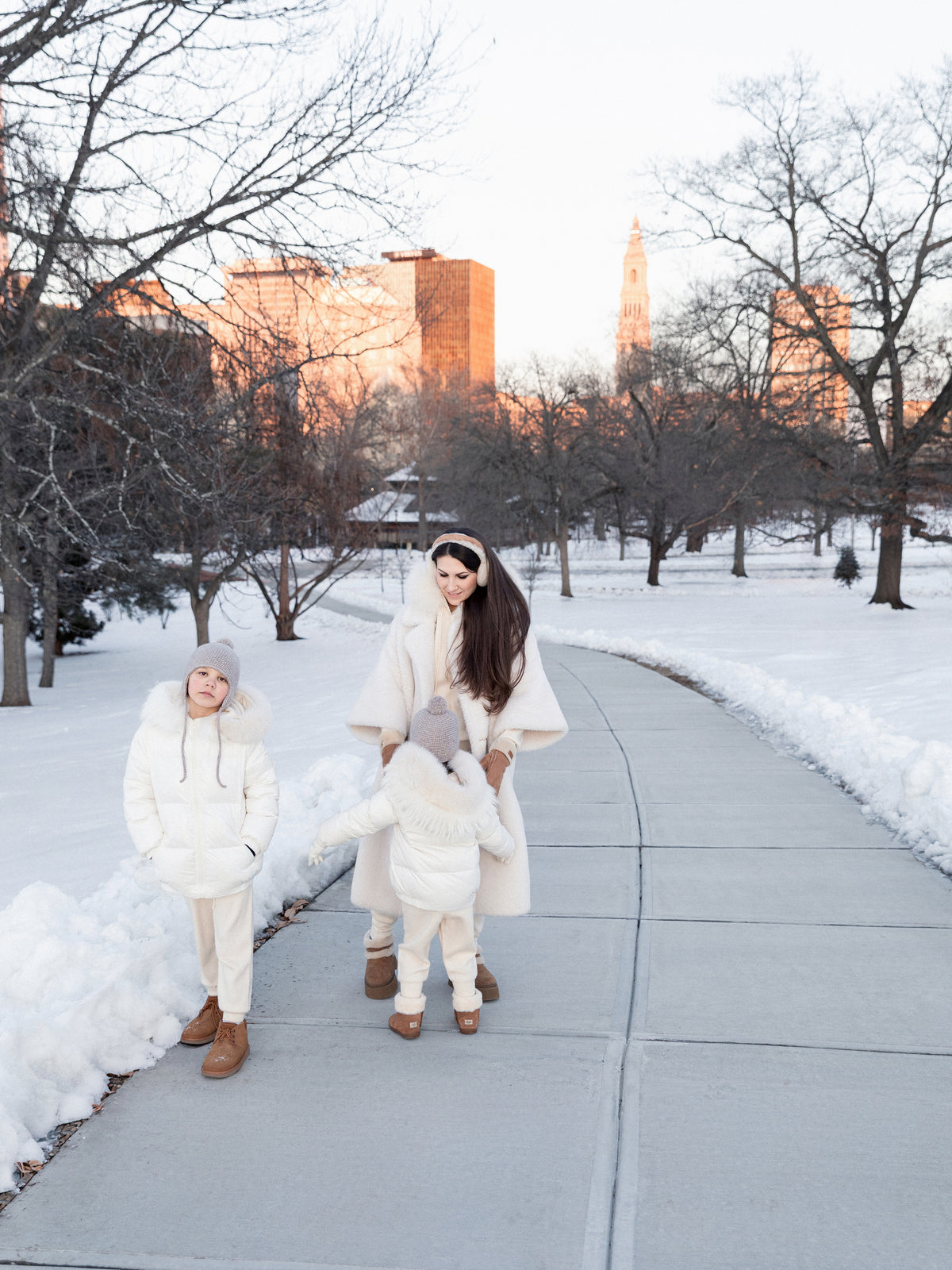Children’s Goose Down Jacket with Died Raccoon Fur Trim (White)