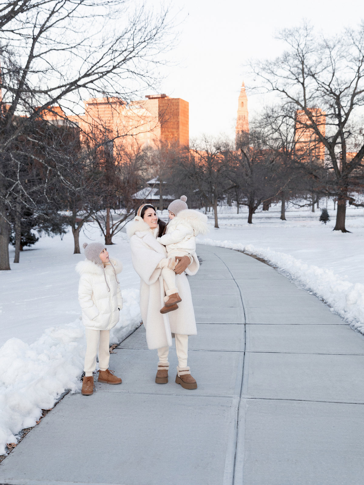 Children’s Goose Down Jacket with Died Raccoon Fur Trim (White)