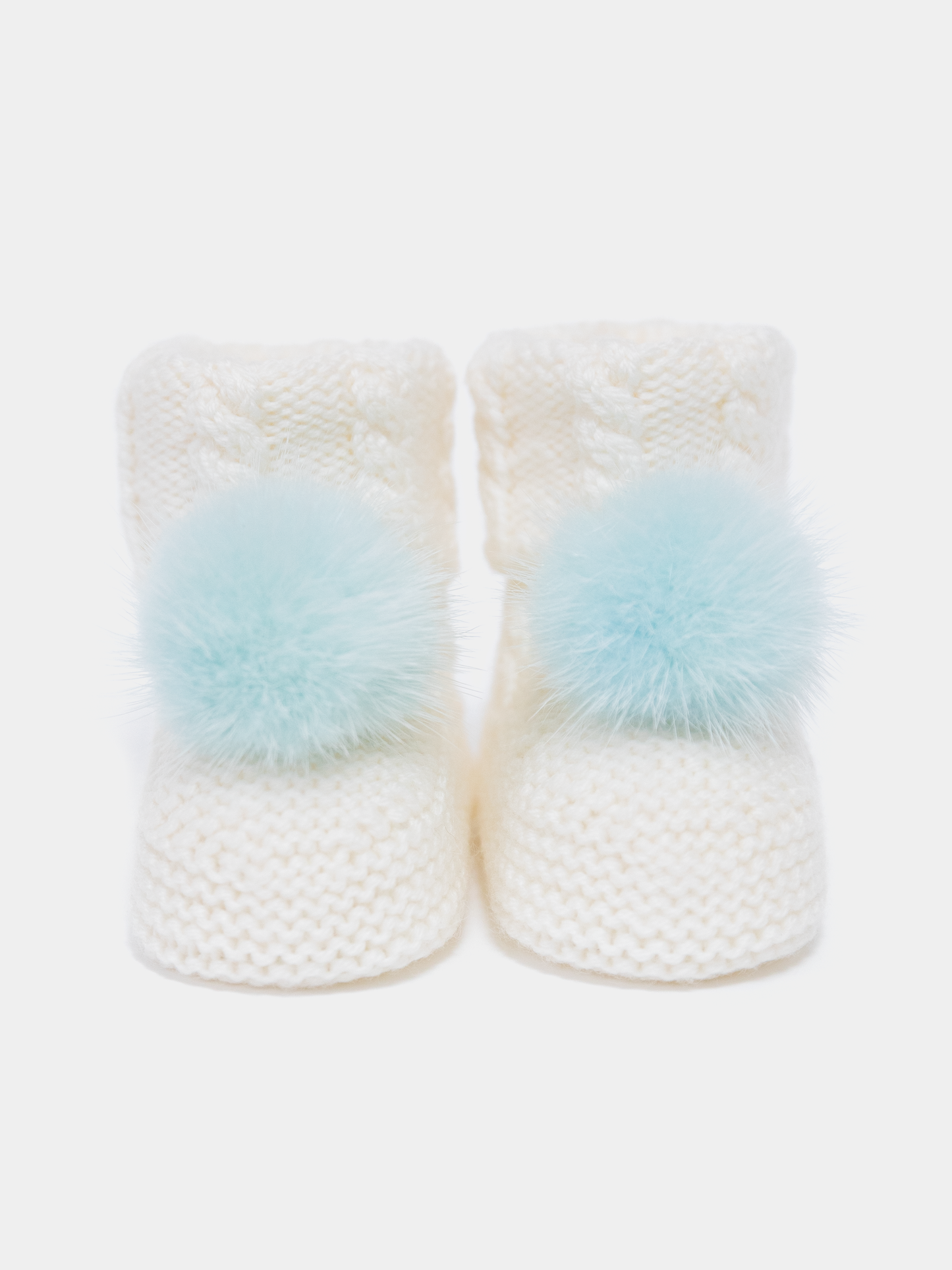 7.2 “New England” merino wool booties (Blue PomPoms)