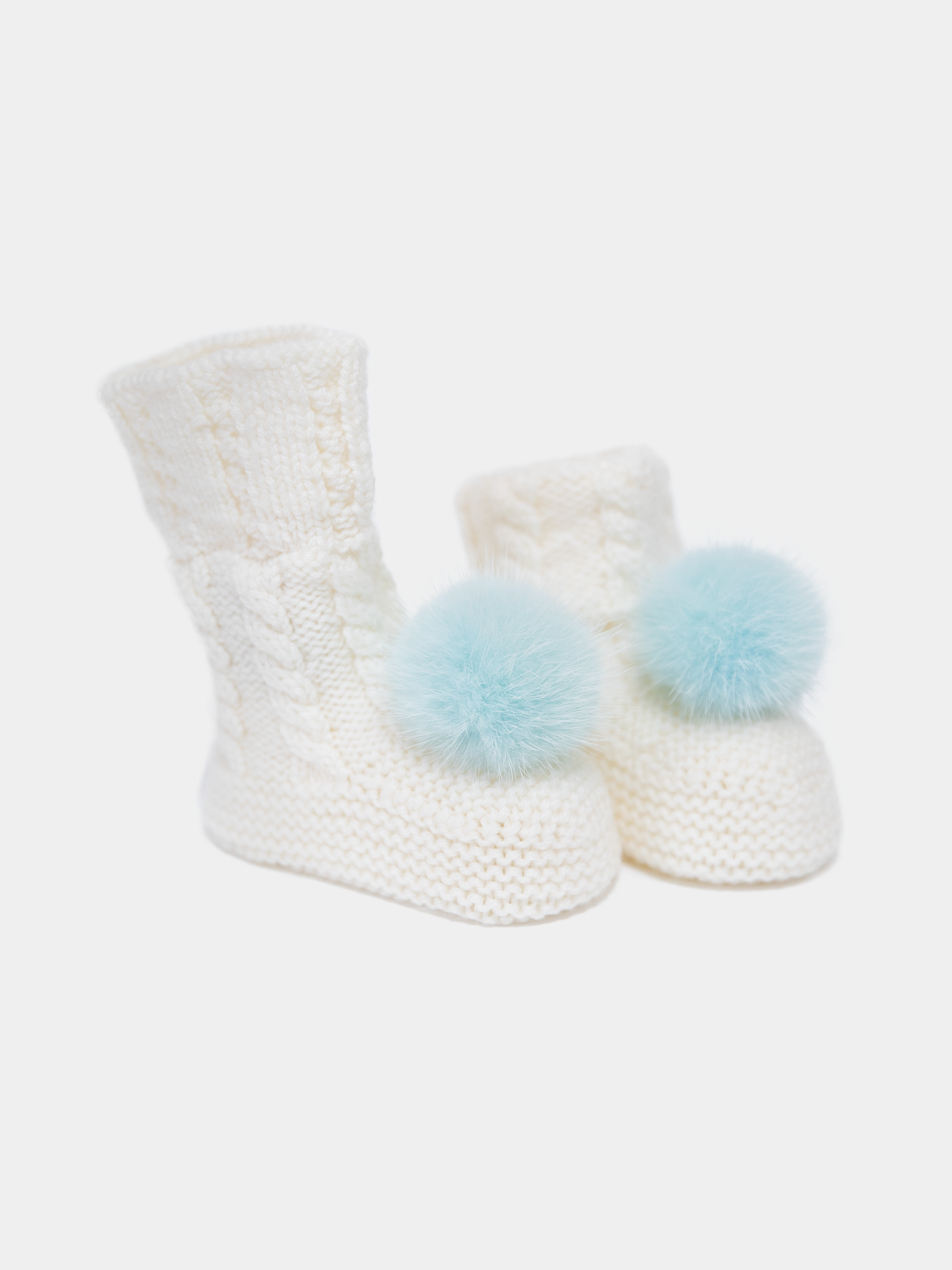 7.2 “New England” merino wool booties (Blue PomPoms)