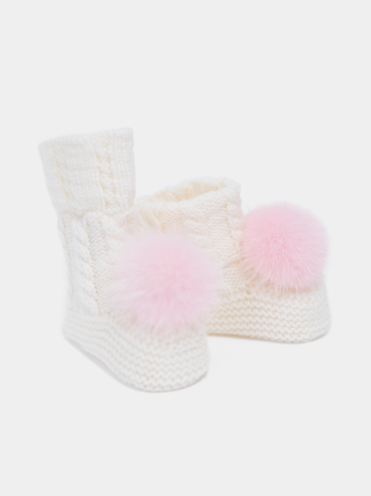 7.1 “New England” merino wool booties (Pink PomPoms)