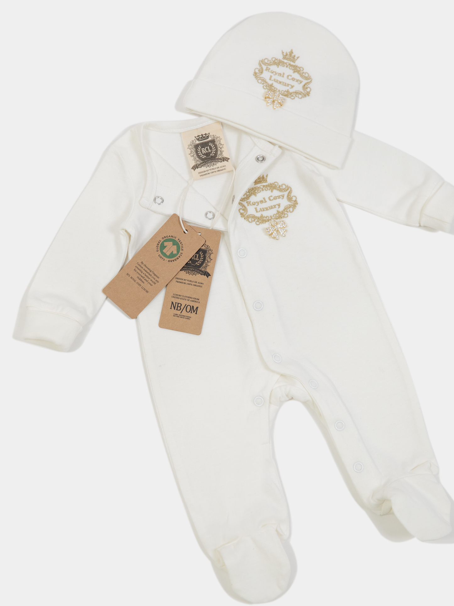 15 “New Angel” unisex newborn set organic cotton jumpsuit and hat