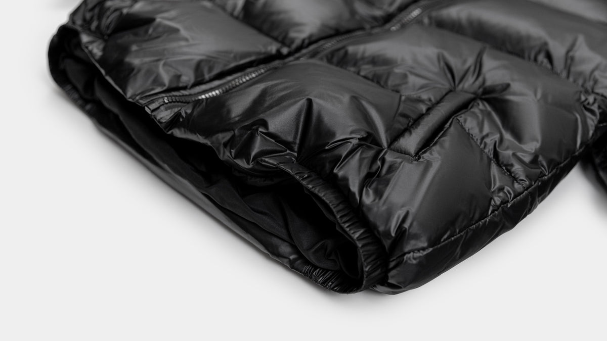 Children’s Goose Down Jacket with Silver Fox Fur Trim (Black)