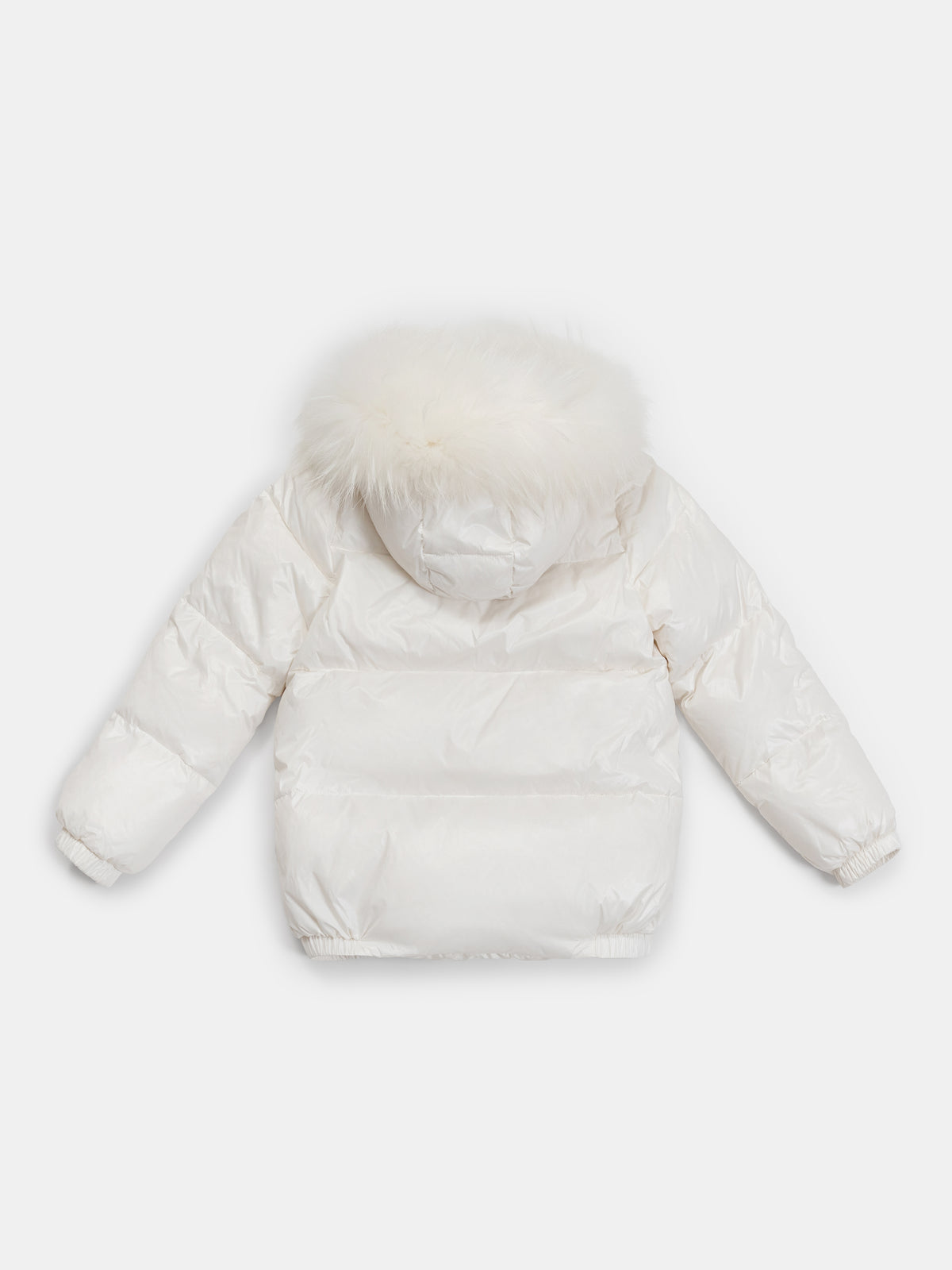 Children’s Goose Down Jacket with Died Raccoon Fur Trim (White)