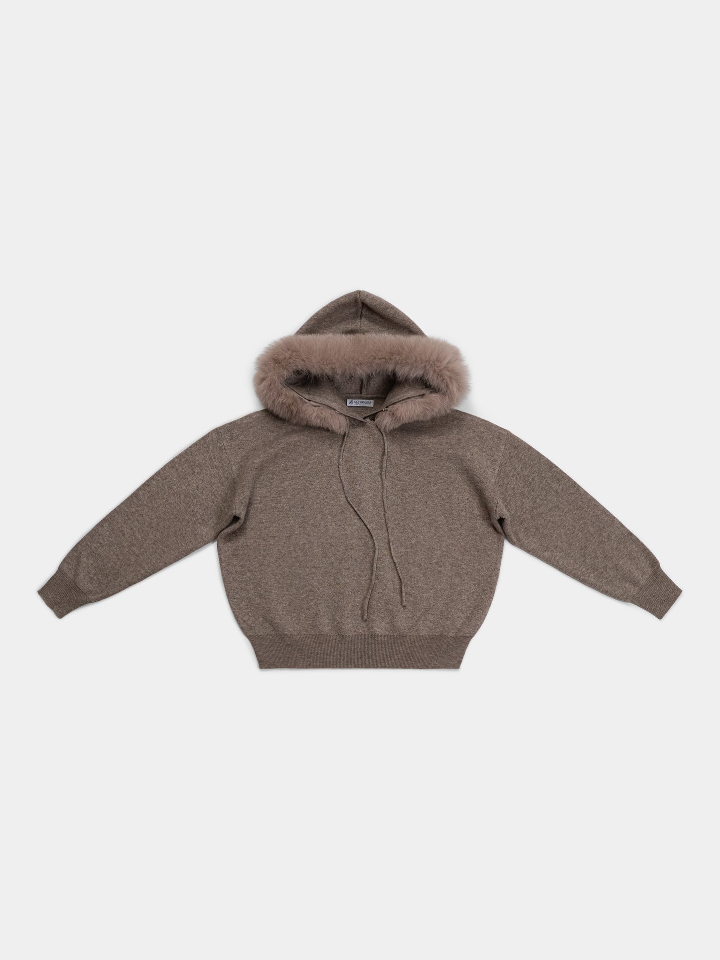 Wool-Blend Knit Woman set with Dyed Fox Fur