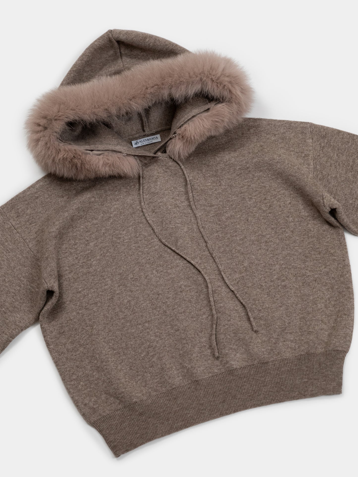 Wool-Blend Knit Woman set with Dyed Fox Fur