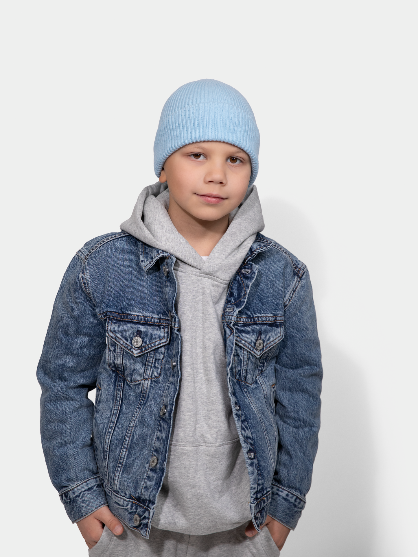 2 Merino Wool Beanie for Baby/Toddler or Kids (Blue)