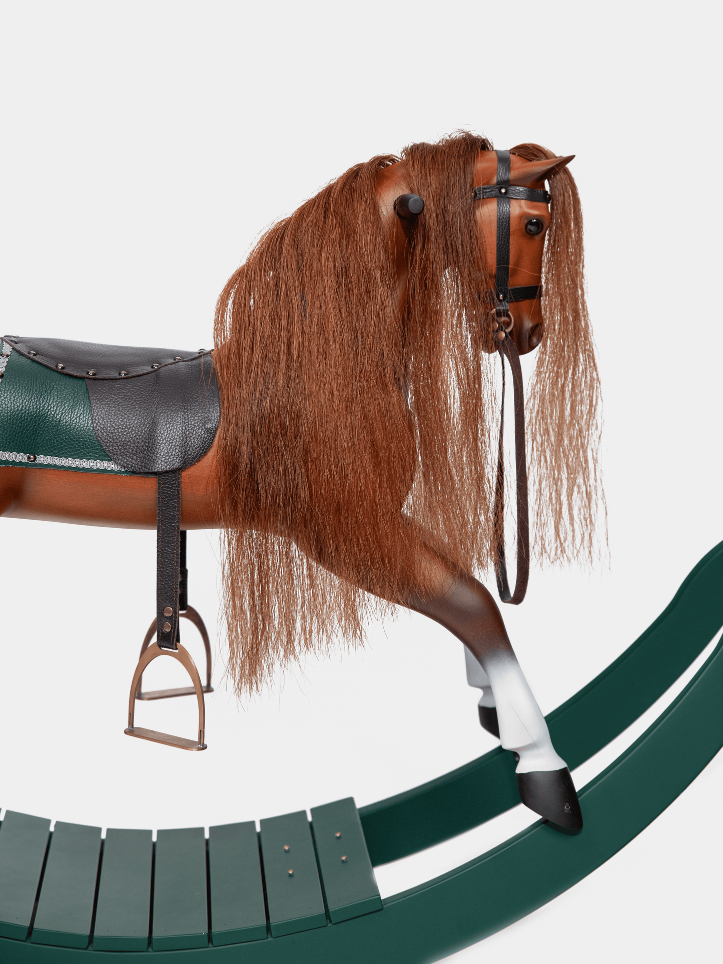 Heirloom Rocking Horse — Solid Wood, Leather, Horsehair, Custom Engraving