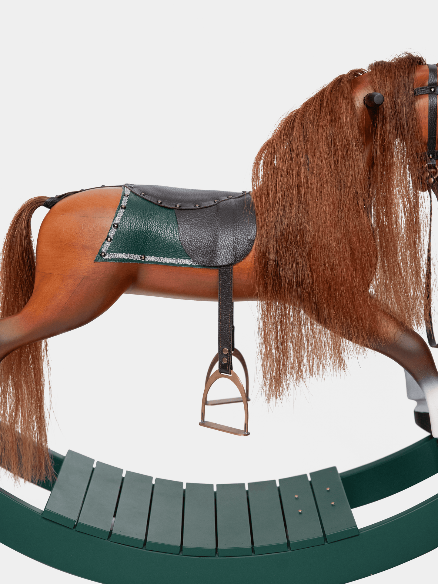 Heirloom Rocking Horse — Solid Wood, Leather, Horsehair, Custom Engraving