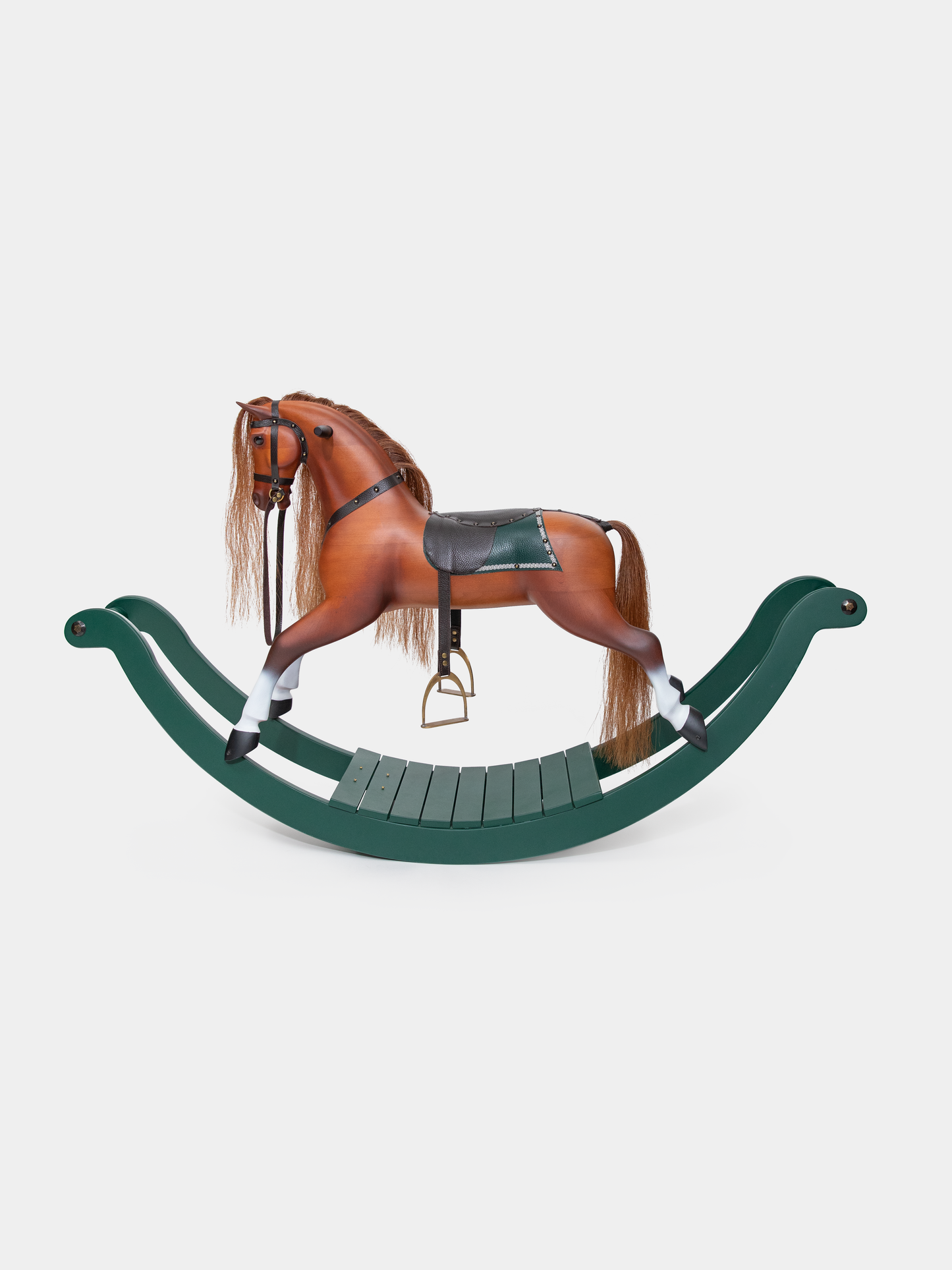 Heirloom Rocking Horse — Solid Wood, Leather, Horsehair, Custom Engraving