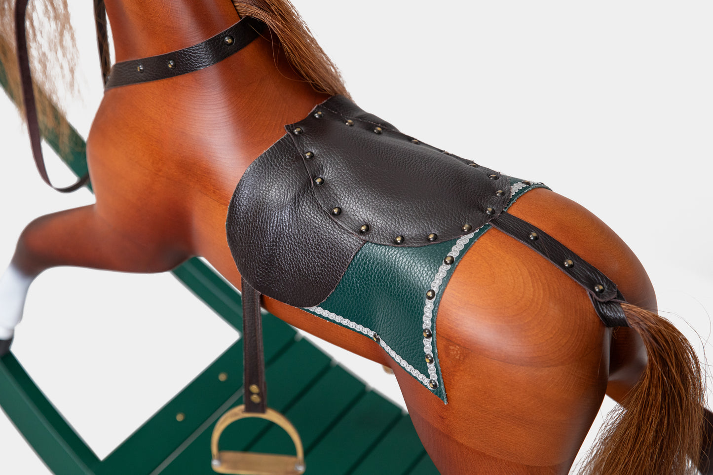 Heirloom Rocking Horse — Solid Wood, Leather, Horsehair, Custom Engraving