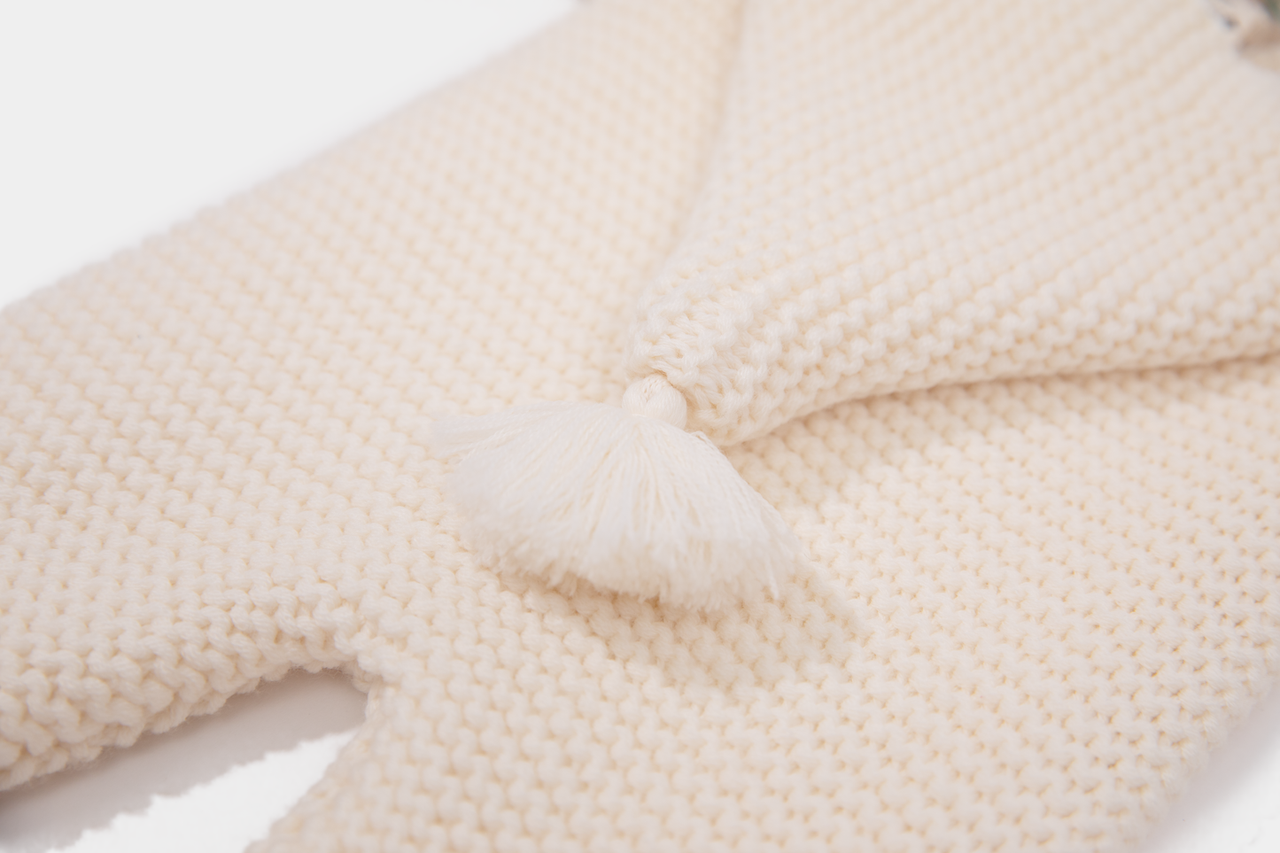 16.1 Two-layer Chunky Knit AUSTRALIAN MERINO WOOL jumpsuit for baby (Milk White)