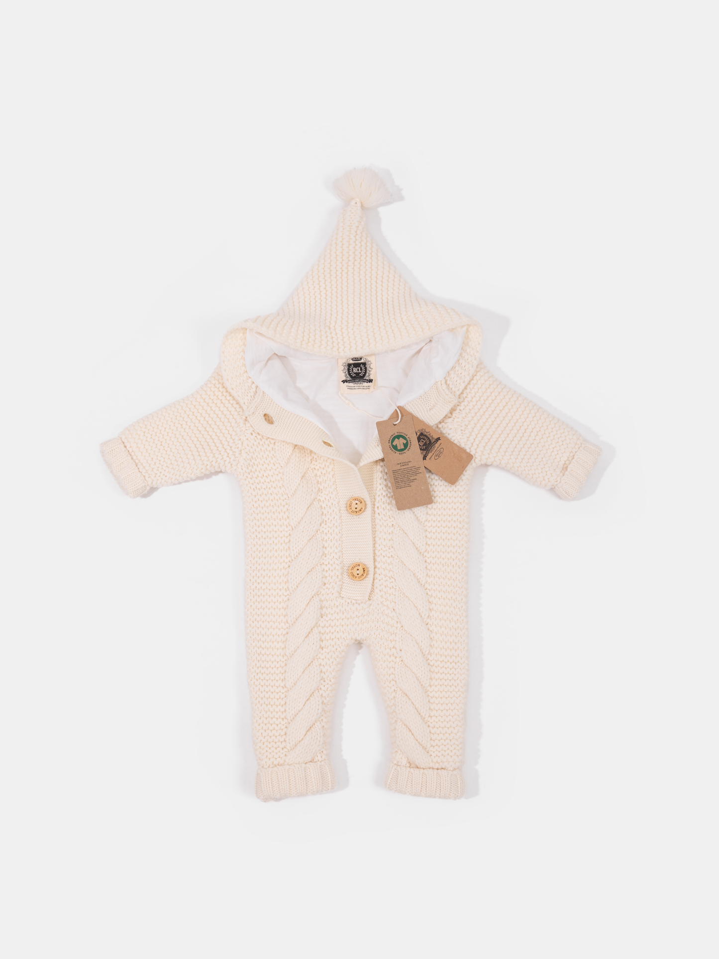 16.1 Two-layer Chunky Knit AUSTRALIAN MERINO WOOL jumpsuit for baby (Milk White)