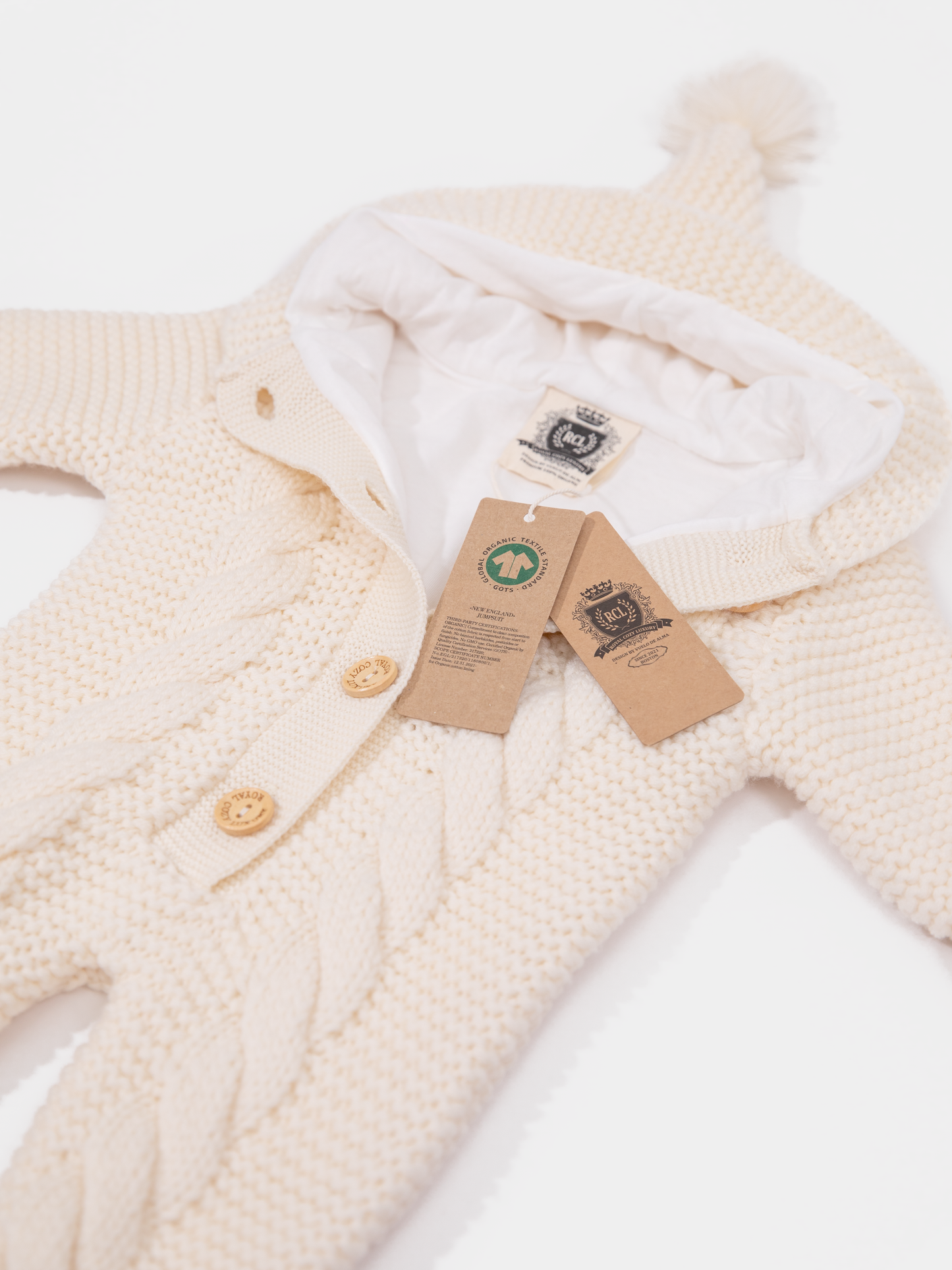 16.1 Two-layer Chunky Knit AUSTRALIAN MERINO WOOL jumpsuit for baby (Milk White)