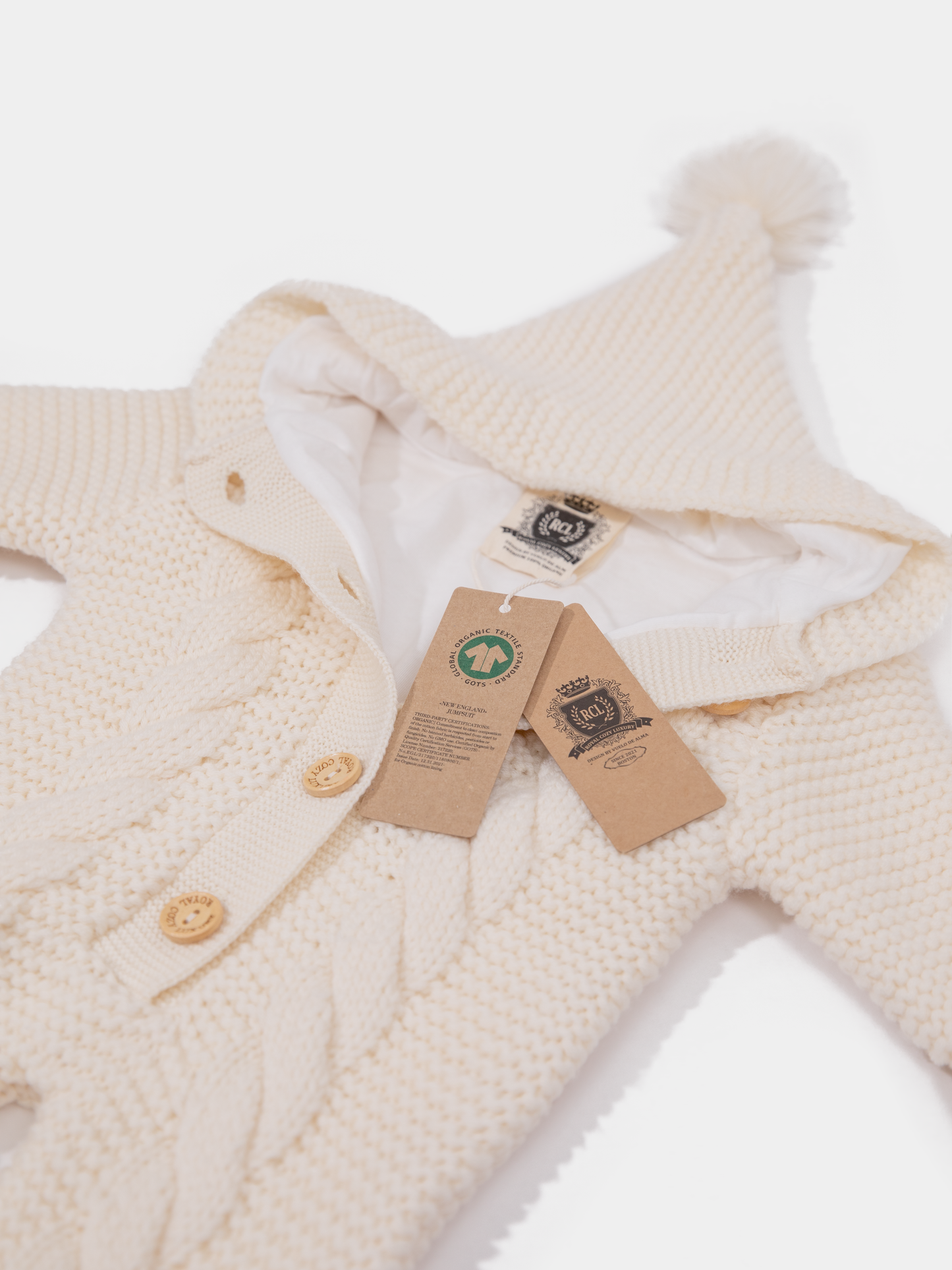 16.1 Two-layer Chunky Knit AUSTRALIAN MERINO WOOL jumpsuit for baby (Milk White)