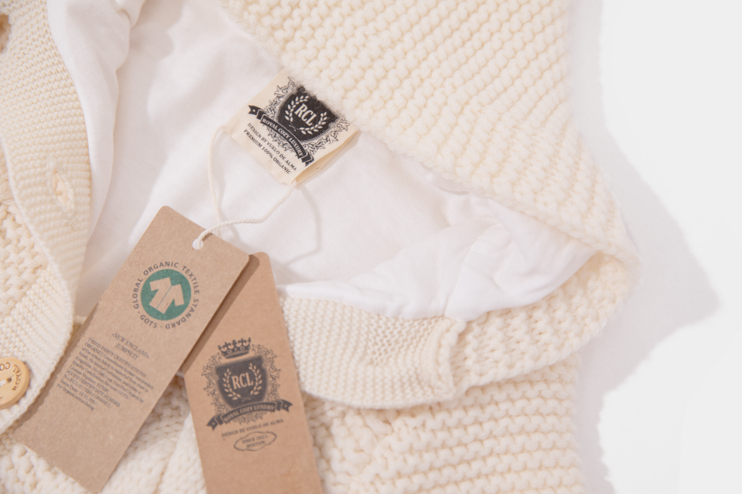 16.1 Two-layer Chunky Knit AUSTRALIAN MERINO WOOL jumpsuit for baby (Milk White)