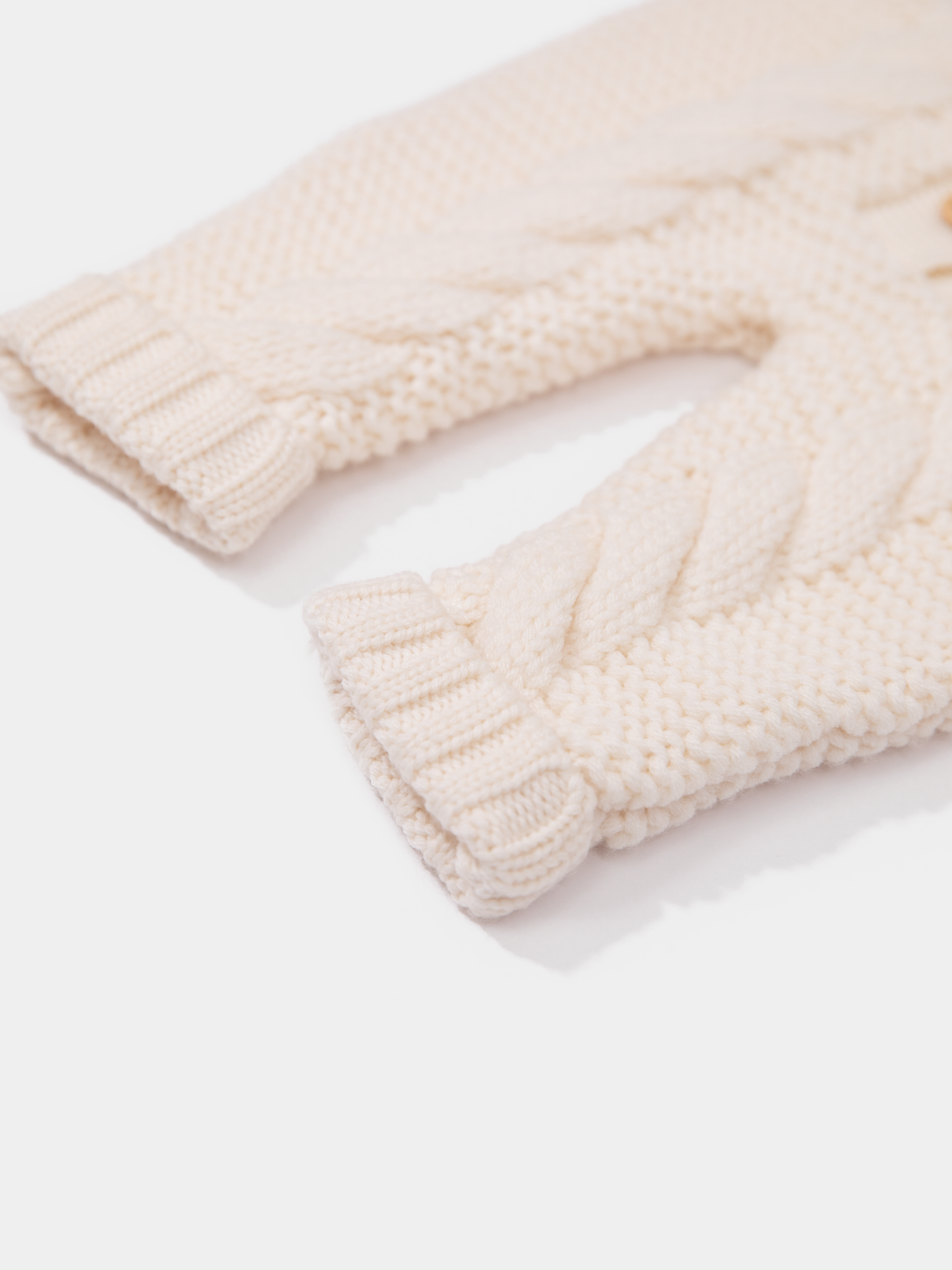 16.1 Two-layer Chunky Knit AUSTRALIAN MERINO WOOL jumpsuit for baby (Milk White)