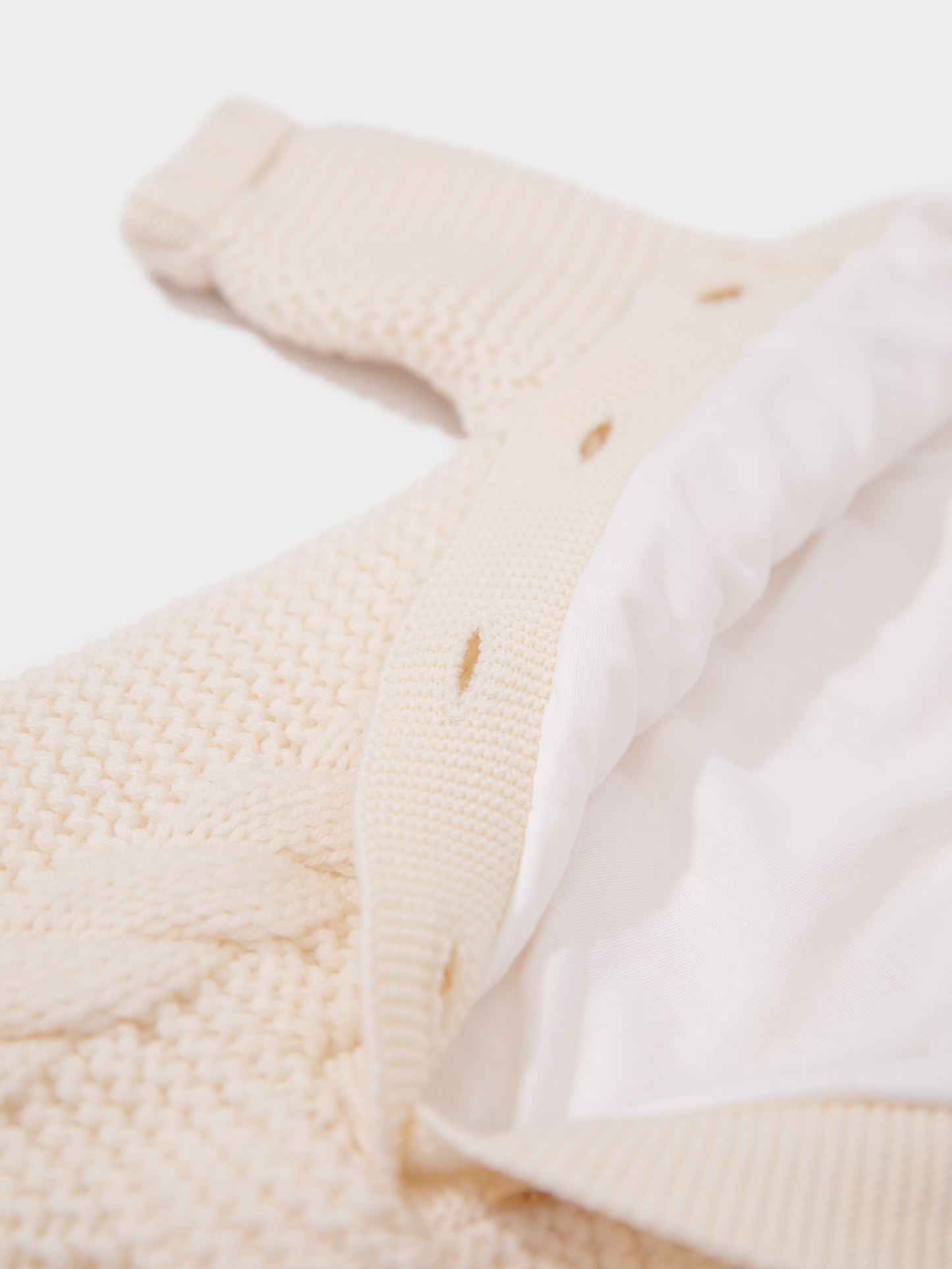 16.1 Two-layer Chunky Knit AUSTRALIAN MERINO WOOL jumpsuit for baby (Milk White)