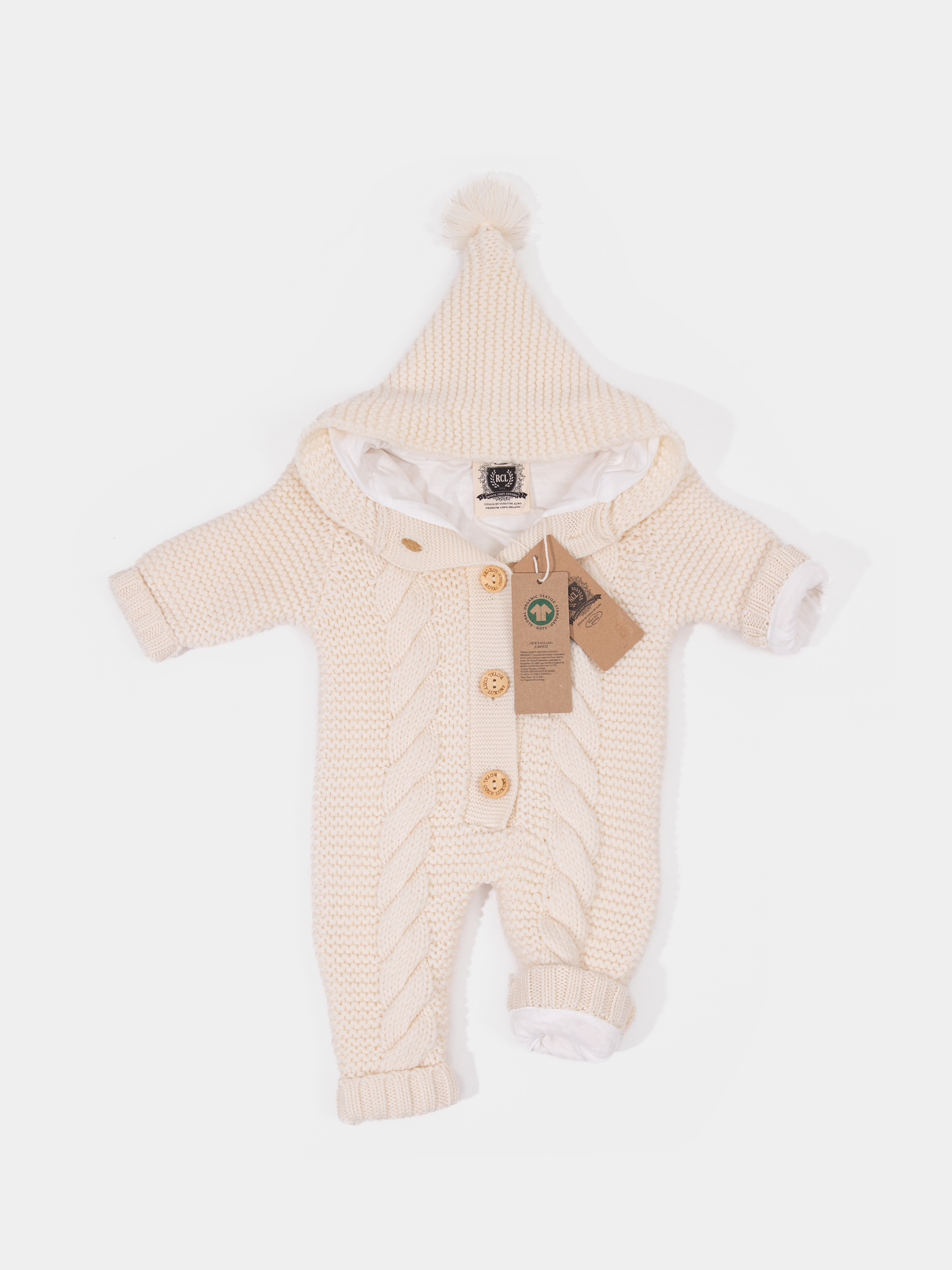 16.1 Two-layer Chunky Knit AUSTRALIAN MERINO WOOL jumpsuit for baby (Milk White)