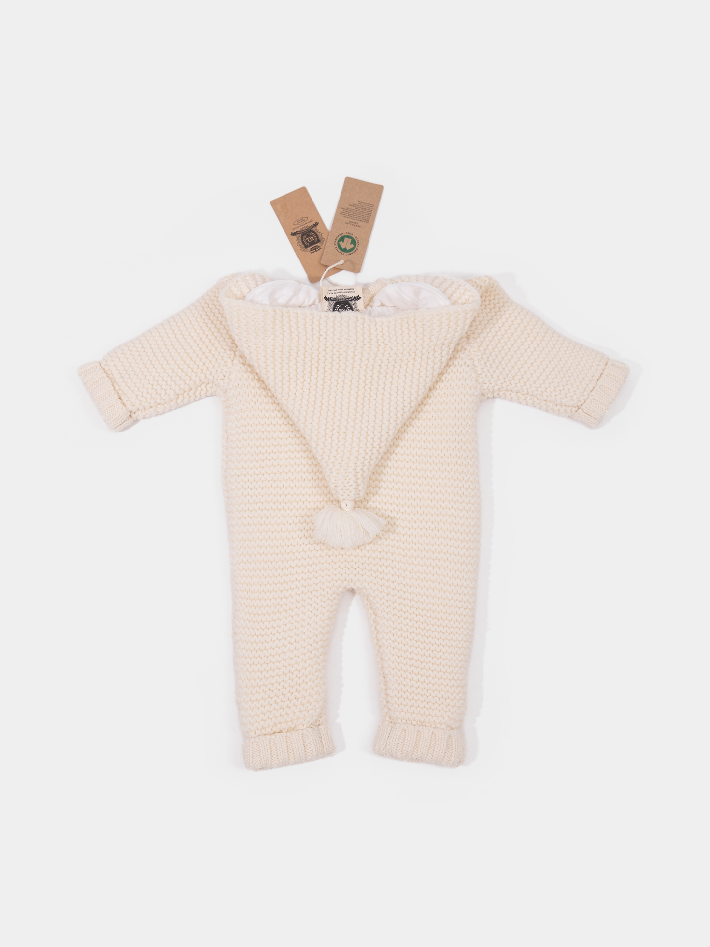 16.1 Two-layer Chunky Knit AUSTRALIAN MERINO WOOL jumpsuit for baby (Milk White)