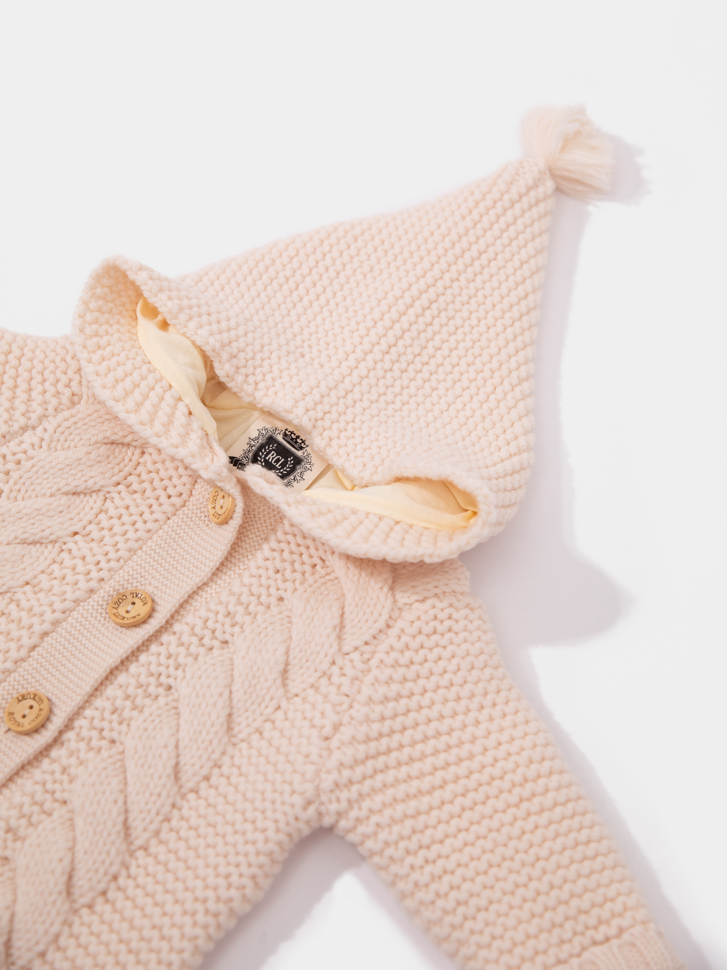 16 Two-layer Chunky Knit AUSTRALIAN MERINO WOOL jumpsuit for baby (Light Beige)