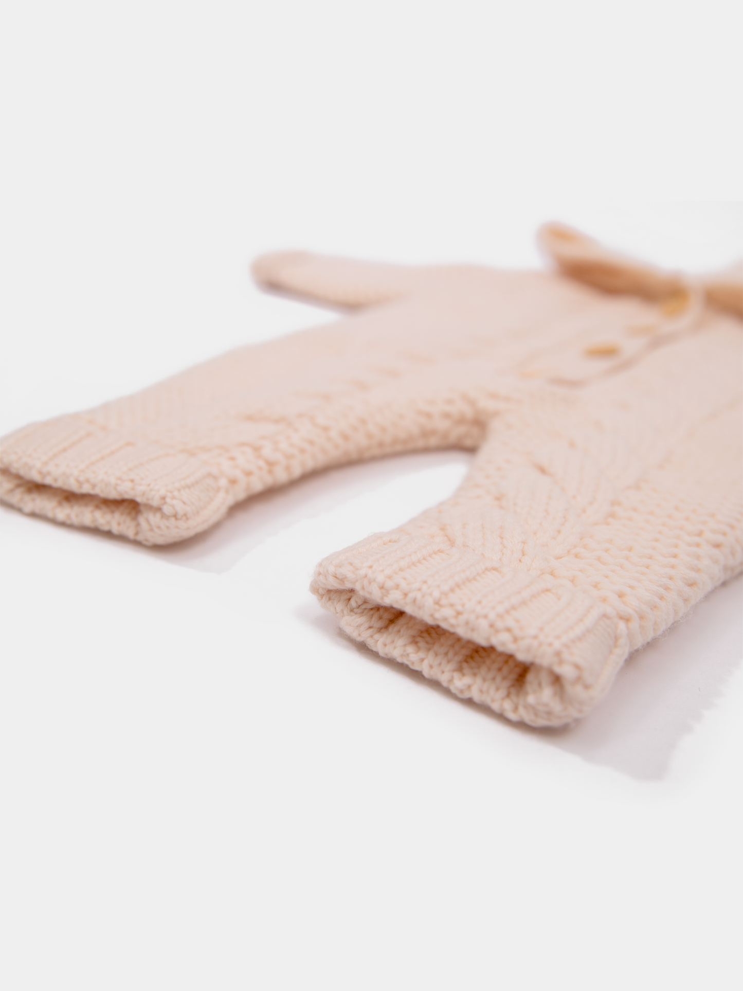 16 Two-layer Chunky Knit AUSTRALIAN MERINO WOOL jumpsuit for baby (Light Beige)