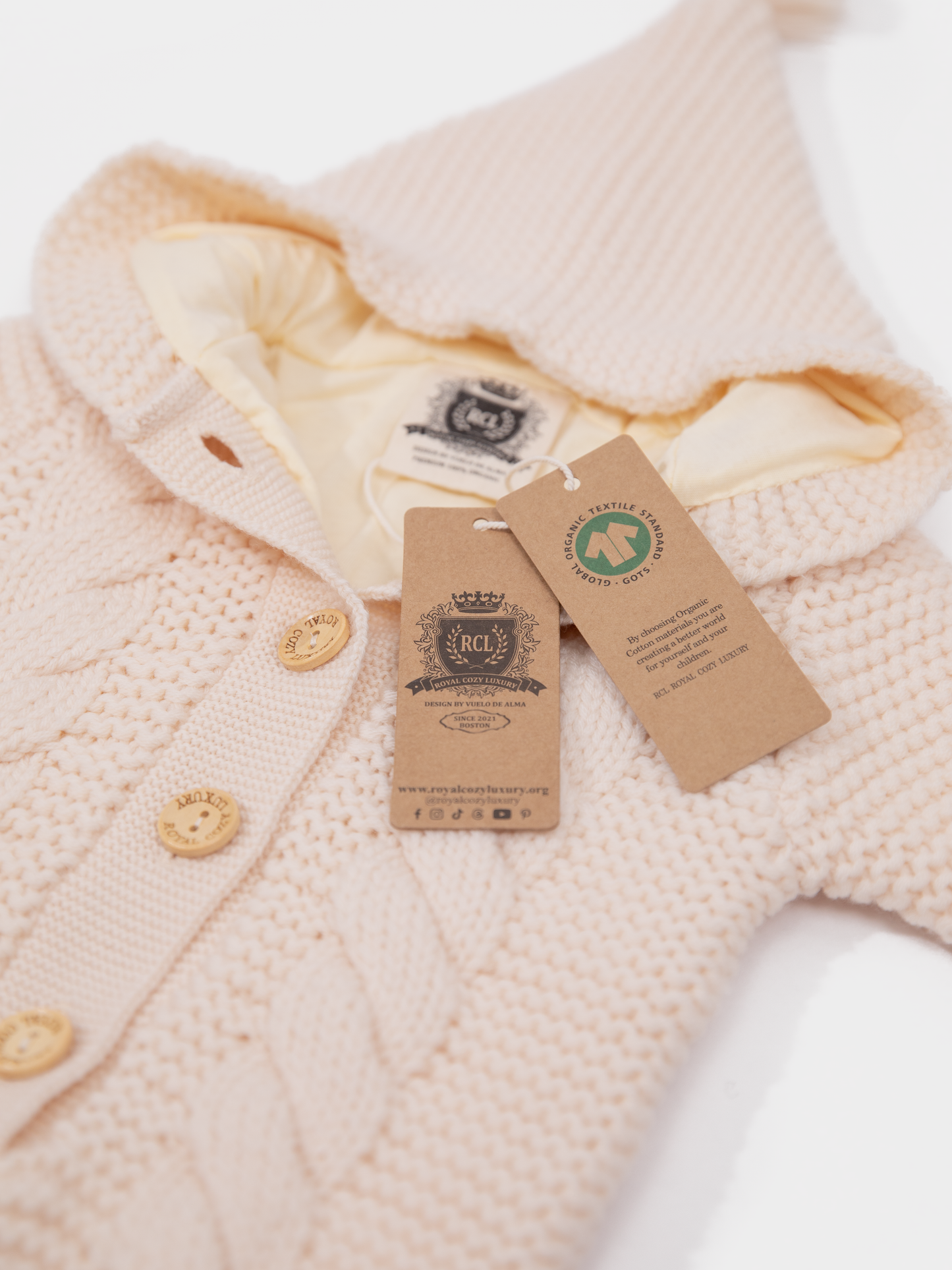 16 Two-layer Chunky Knit AUSTRALIAN MERINO WOOL jumpsuit for baby (Light Beige)