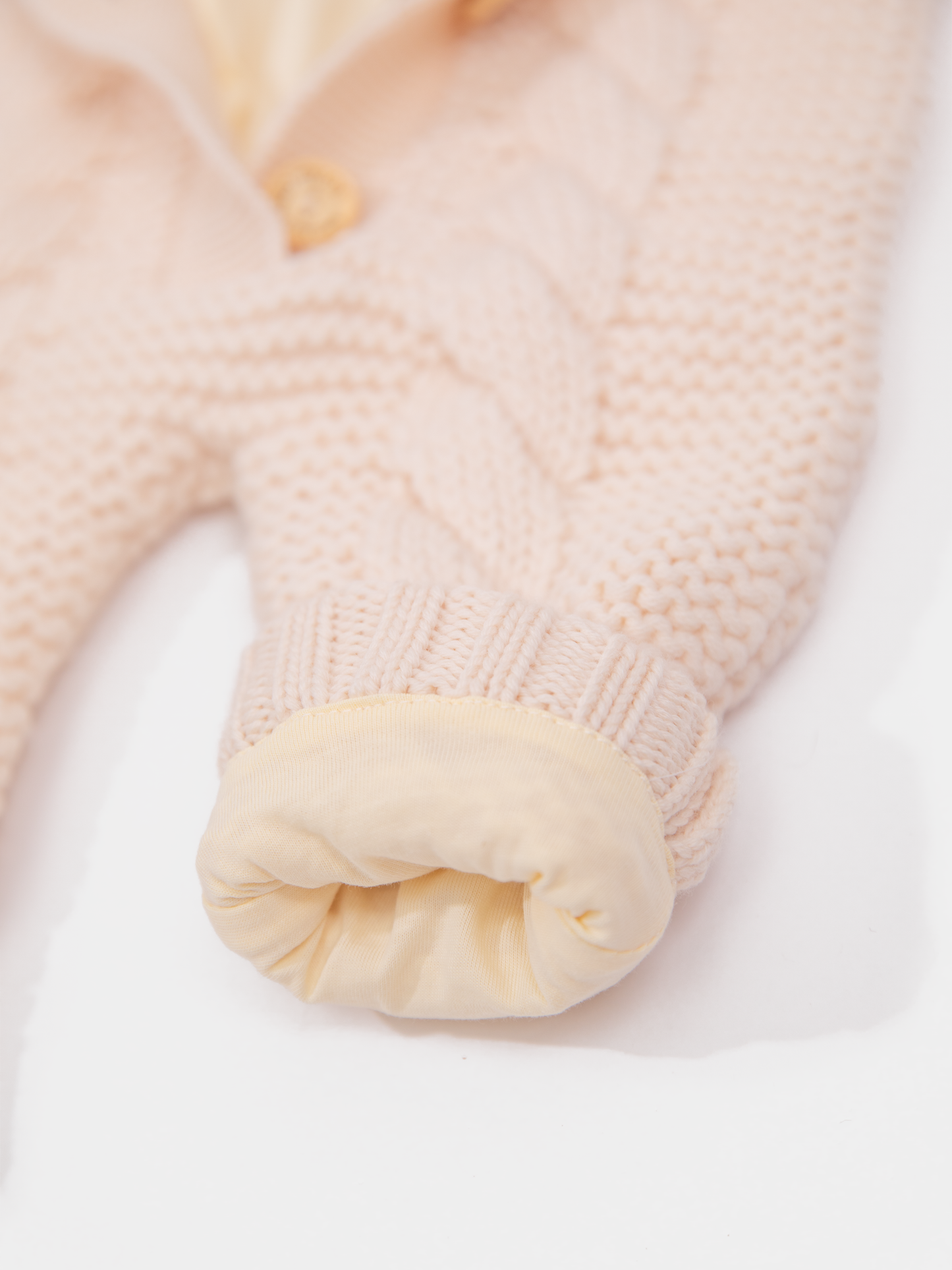 16 Two-layer Chunky Knit AUSTRALIAN MERINO WOOL jumpsuit for baby (Light Beige)