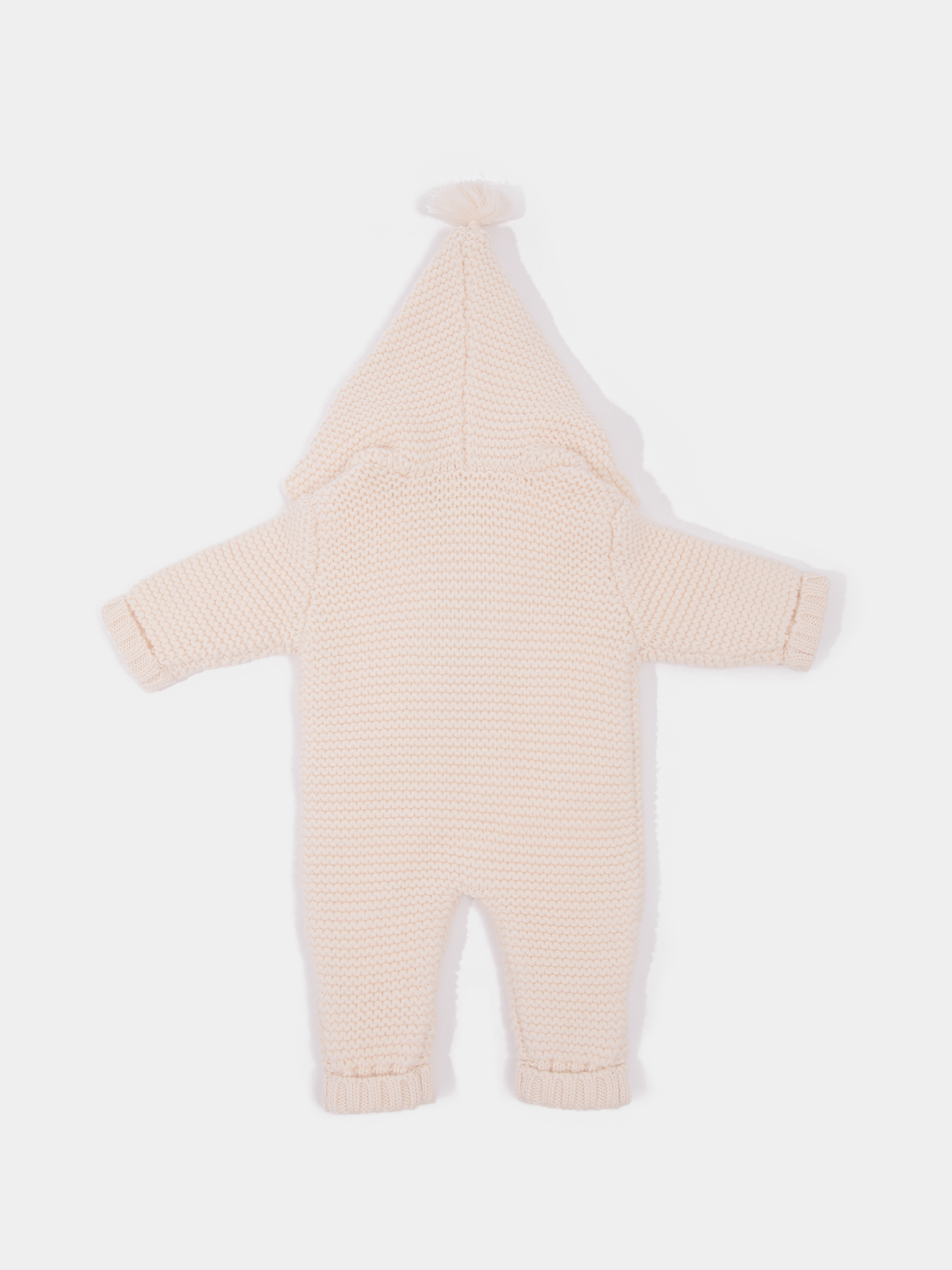 16 Two-layer Chunky Knit AUSTRALIAN MERINO WOOL jumpsuit for baby (Light Beige)