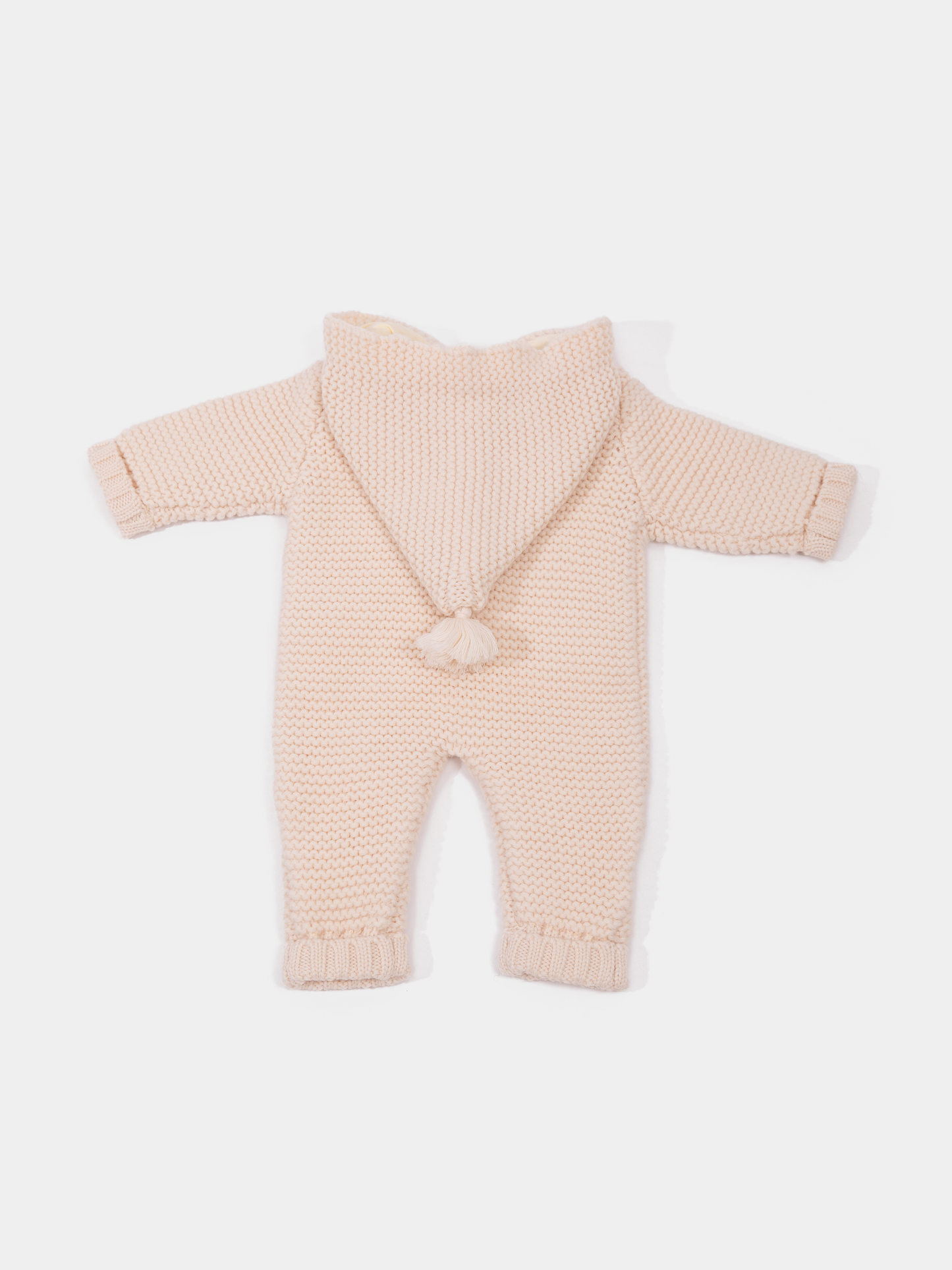 16 Two-layer Chunky Knit AUSTRALIAN MERINO WOOL jumpsuit for baby (Light Beige)