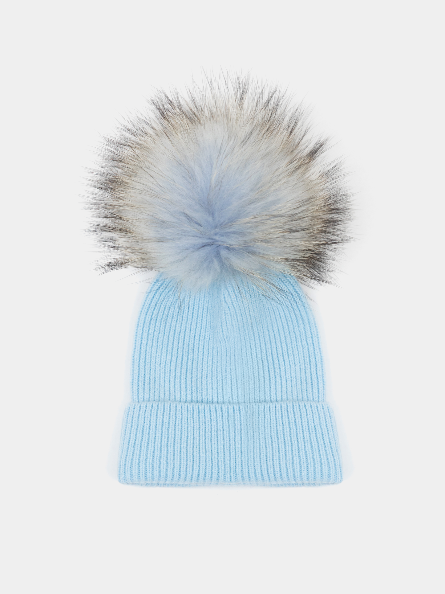 3 Merino Wool Beanie with Fur PomPom for Baby/Toddler or Kids (Blue)
