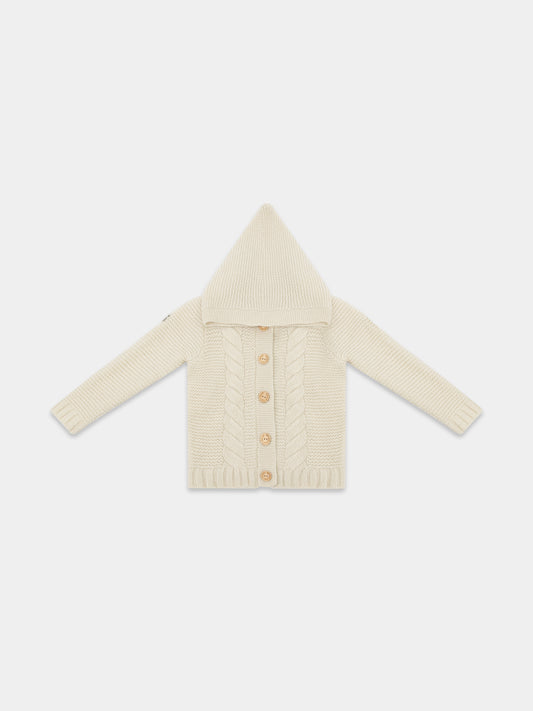 5.1 Chunky Knit Merino wool cardigan – “New England” (Ivory)