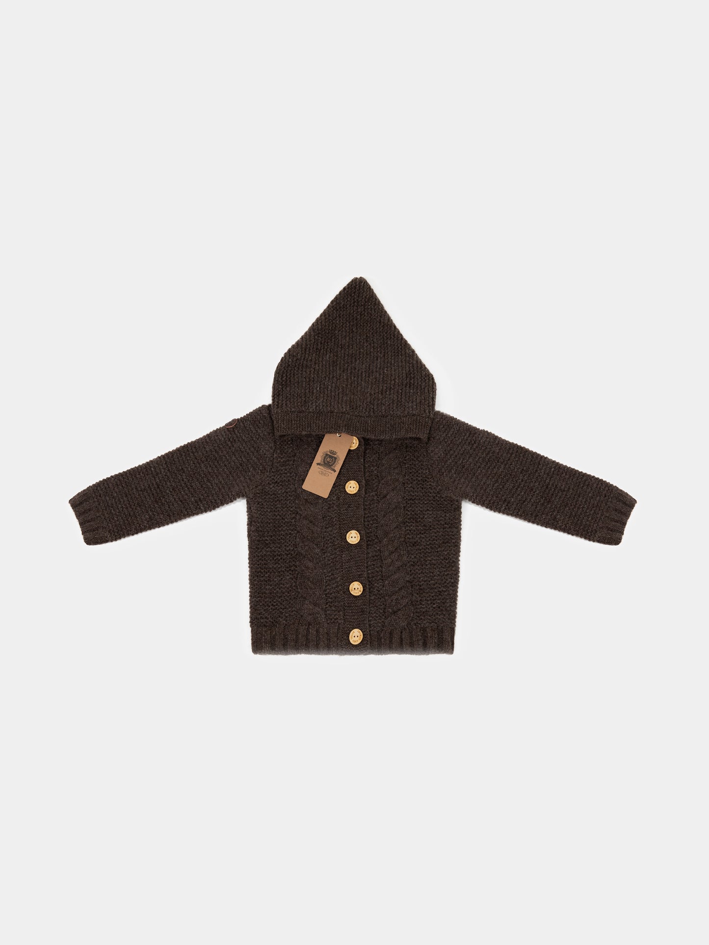 5 Chunky Knit Merino wool cardigan – “New England” (Brown)