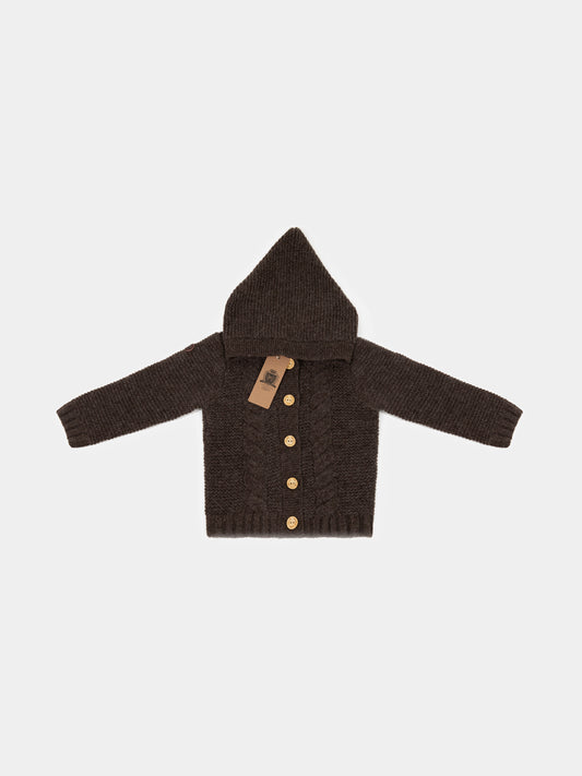 5 Chunky Knit Merino wool cardigan – “New England” (Brown)