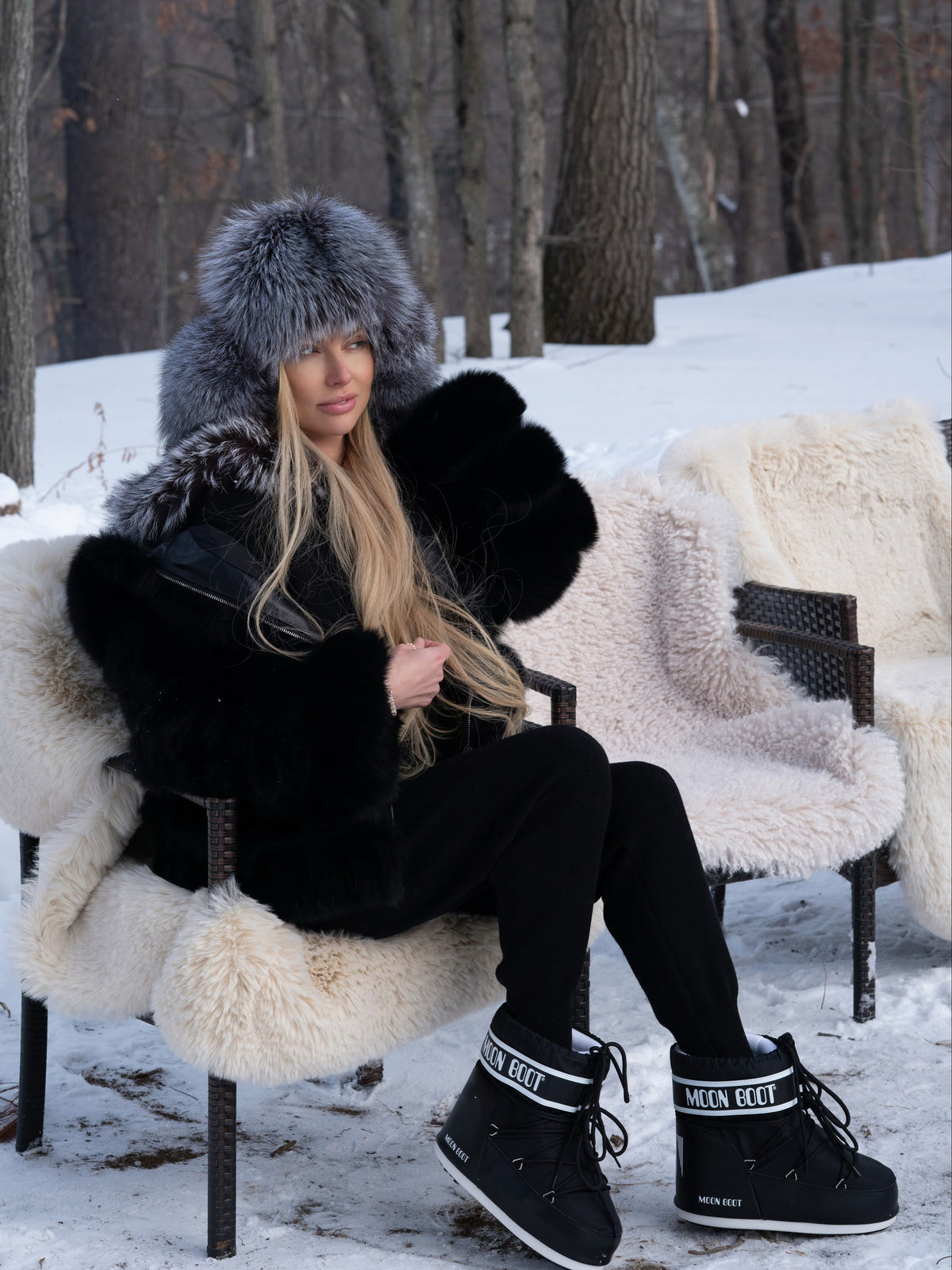 Women's Hooded Fur Jacket