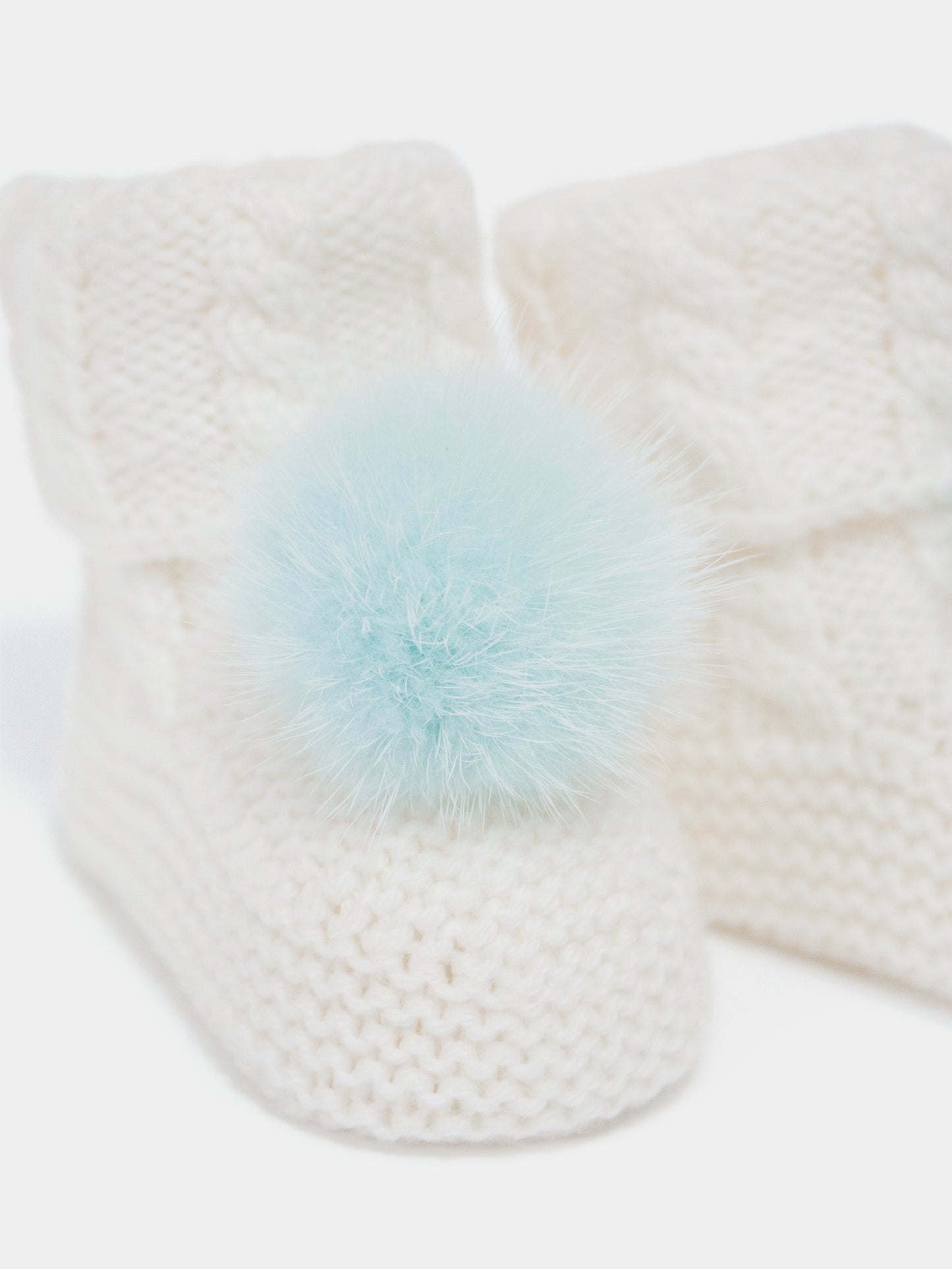 7.2 “New England” merino wool booties (Blue PomPoms)