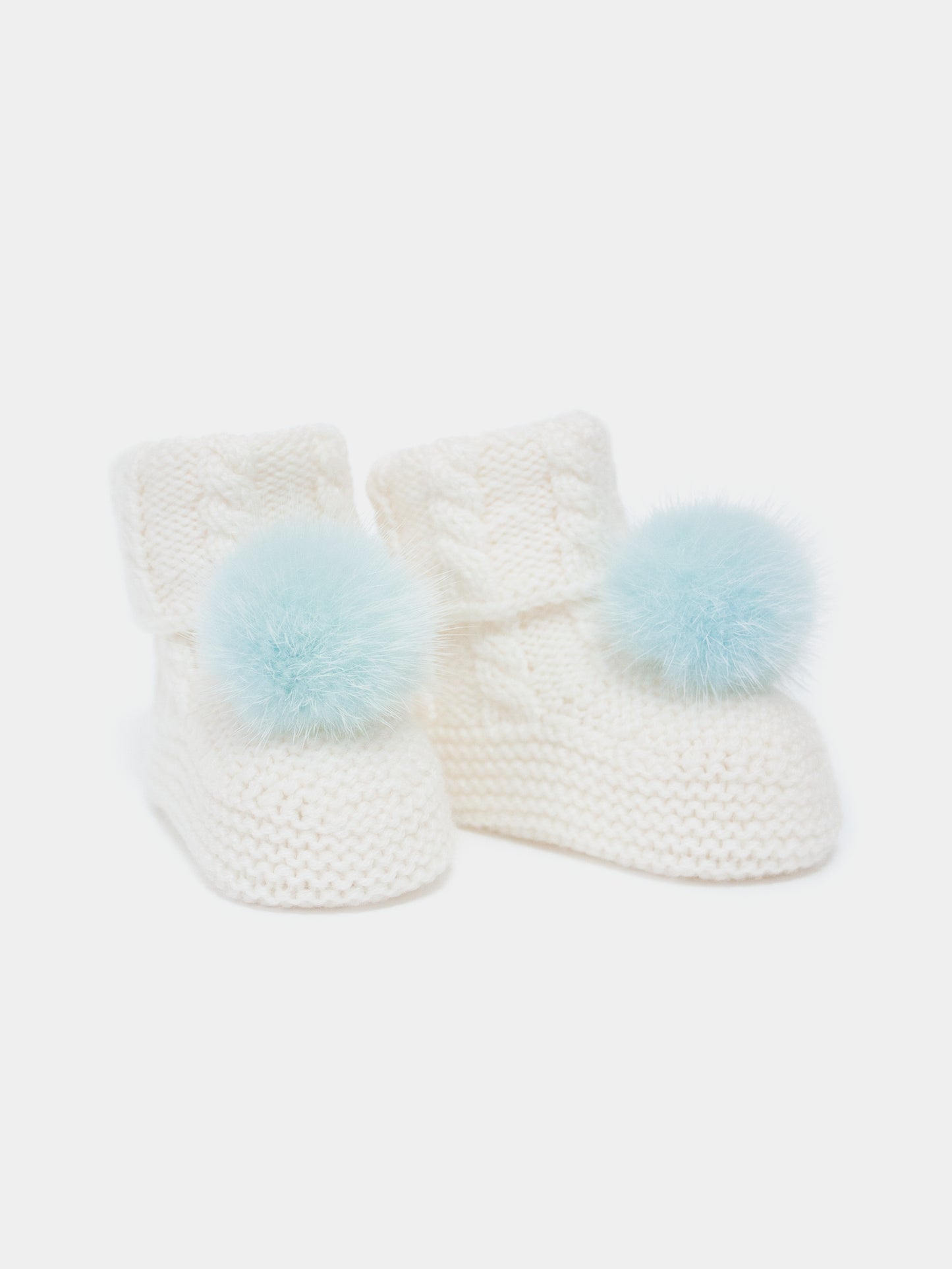 7.2 “New England” merino wool booties (Blue PomPoms)