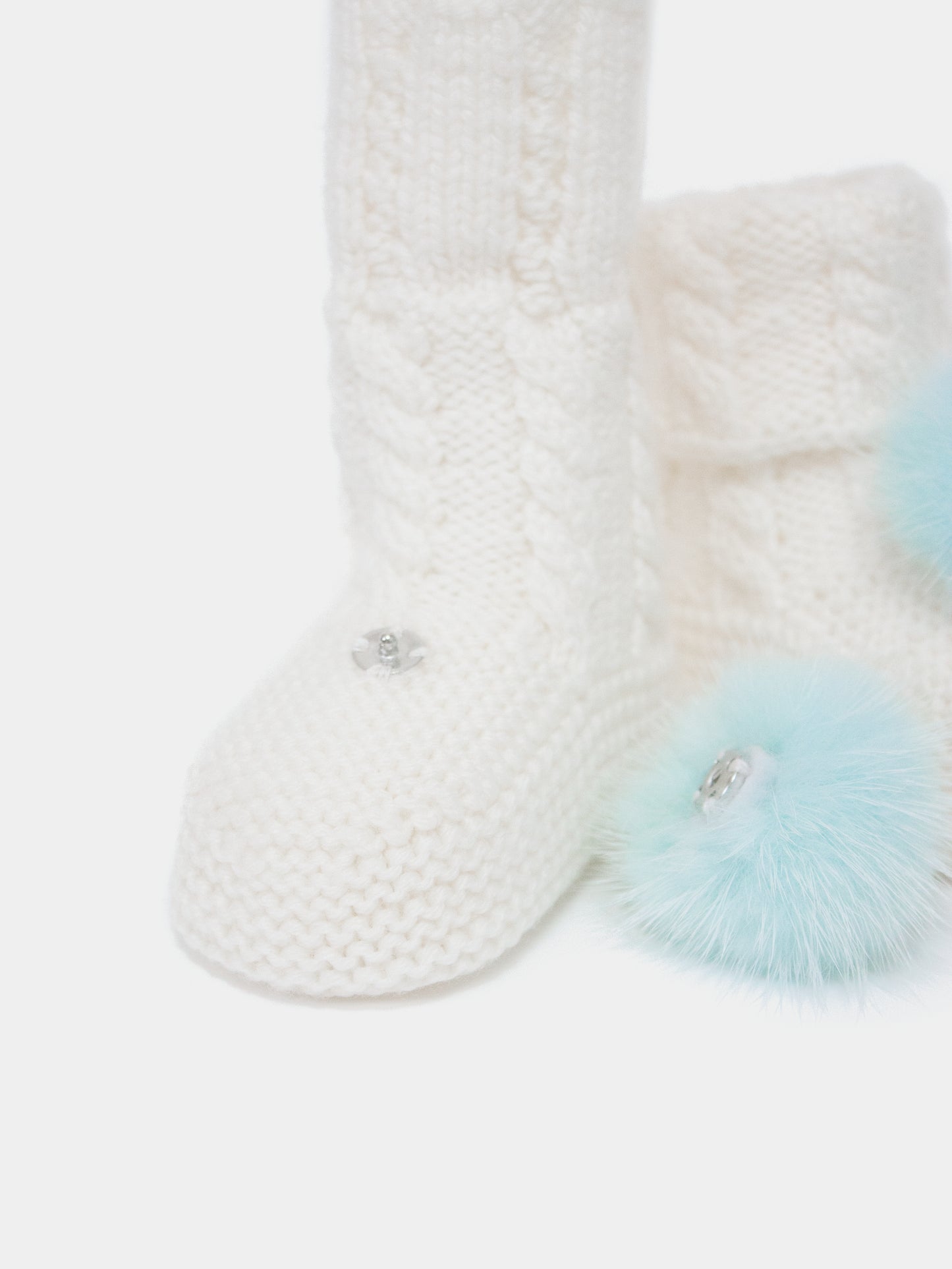 7.2 “New England” merino wool booties (Blue PomPoms)