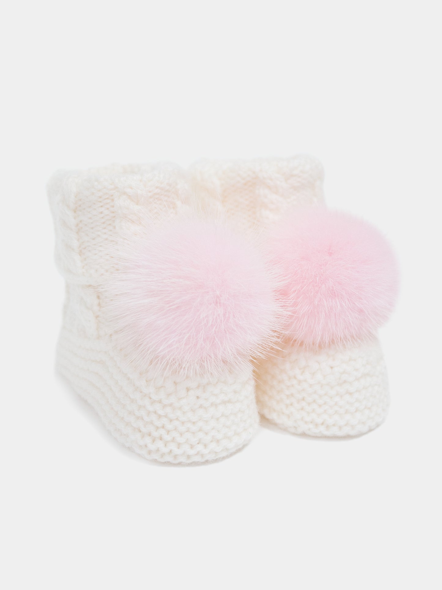 7.1 “New England” merino wool booties (Pink PomPoms)