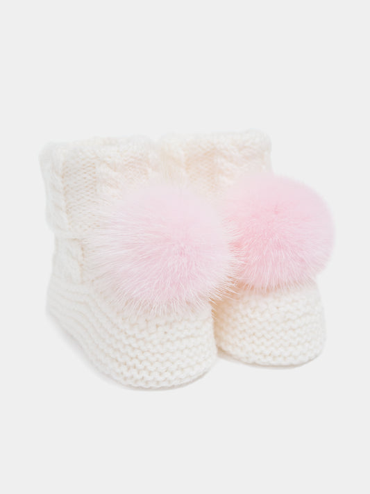 7.1 “New England” merino wool booties (Pink PomPoms)