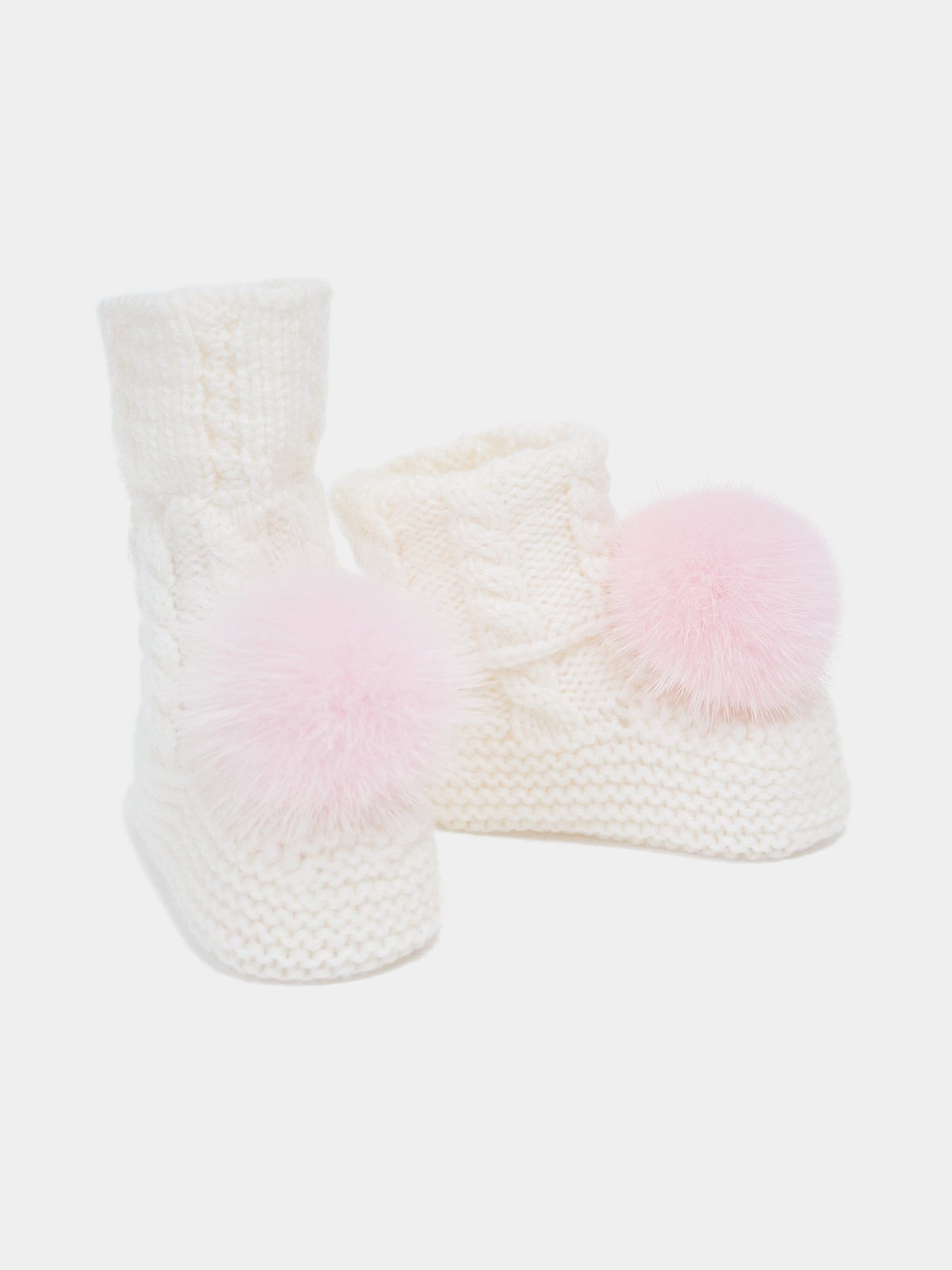 7.1 “New England” merino wool booties (Pink PomPoms)