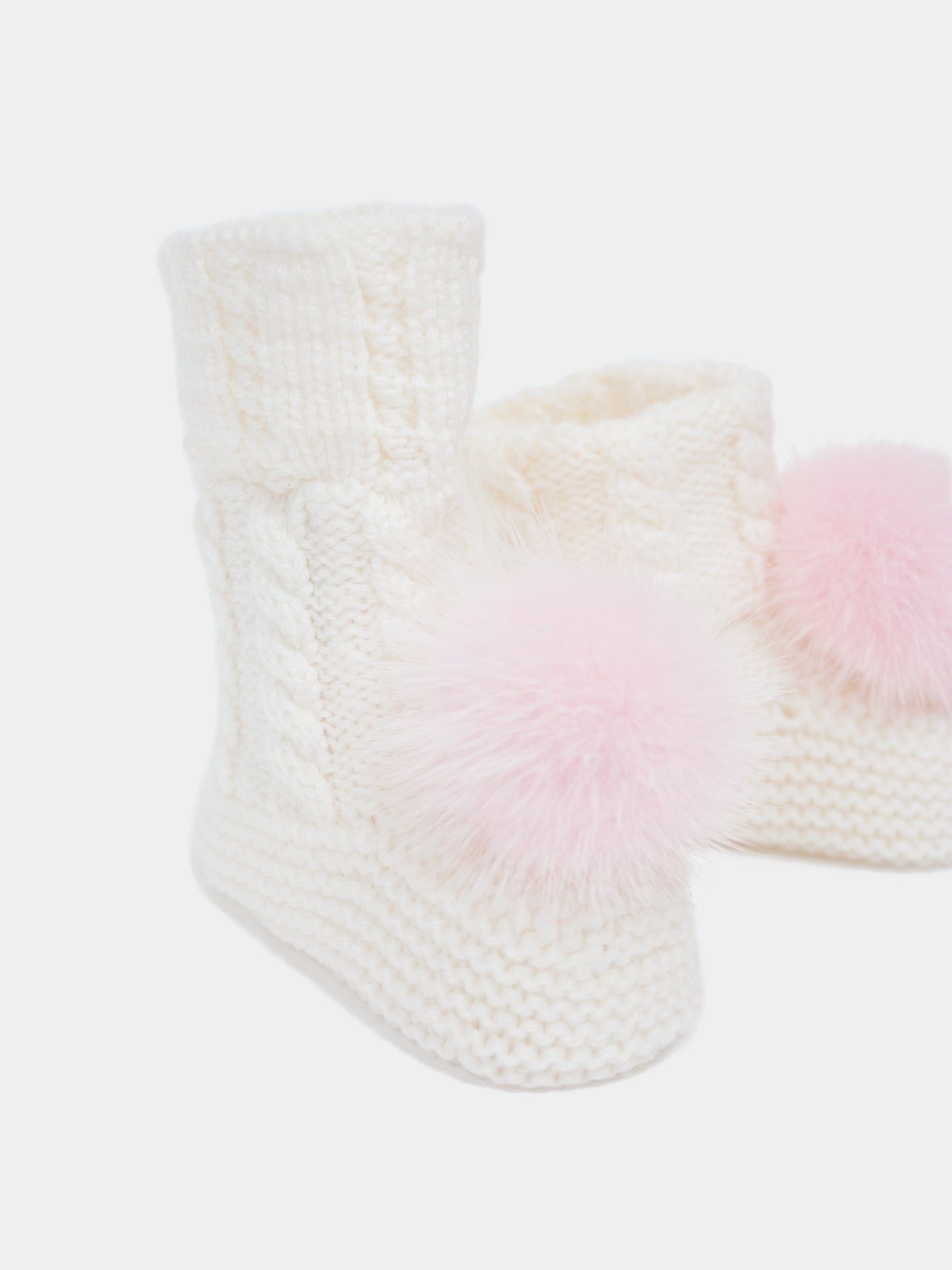 7.1 “New England” merino wool booties (Pink PomPoms)